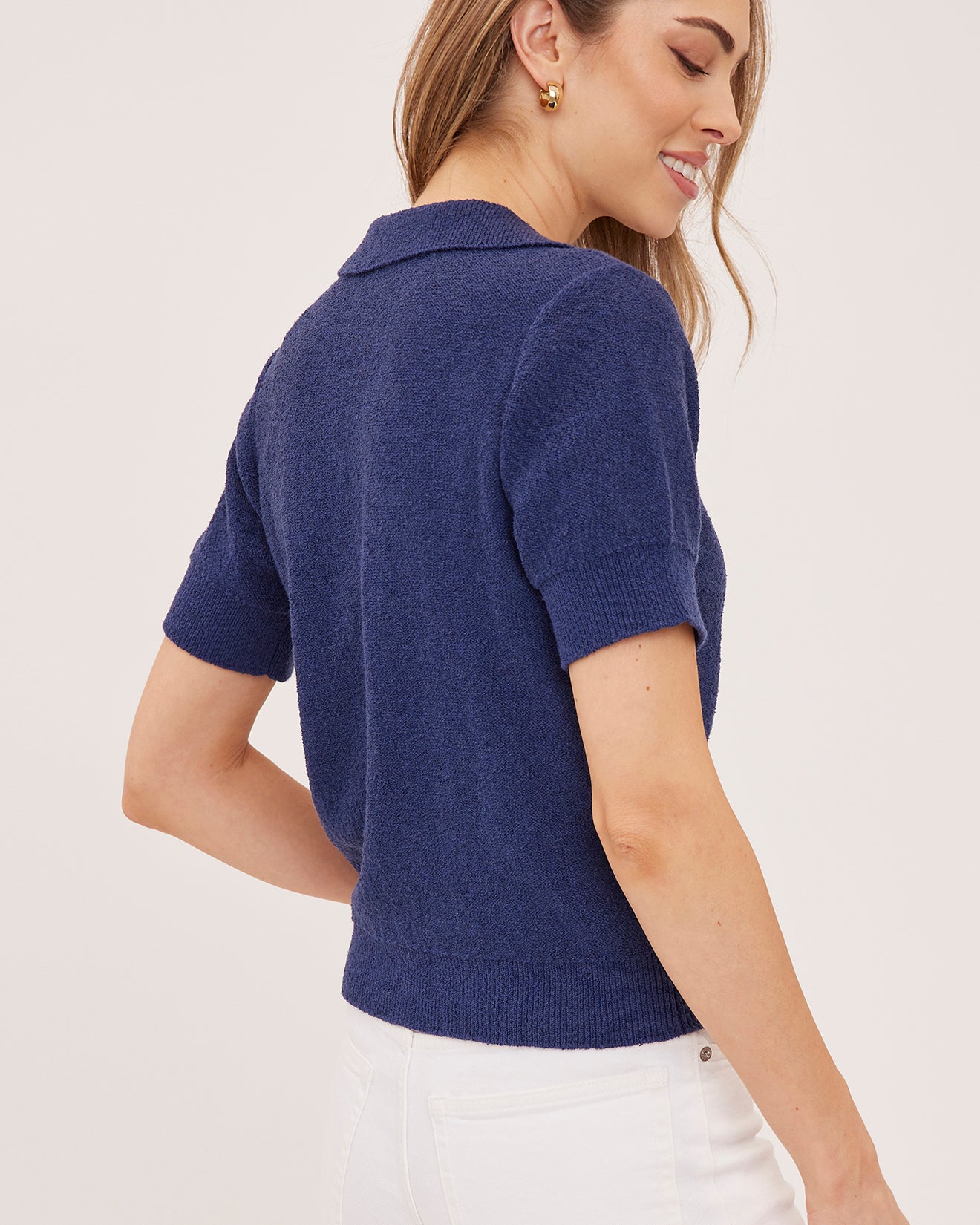 GENTLE FAWN TATUM COLLARED TEE - NAVY