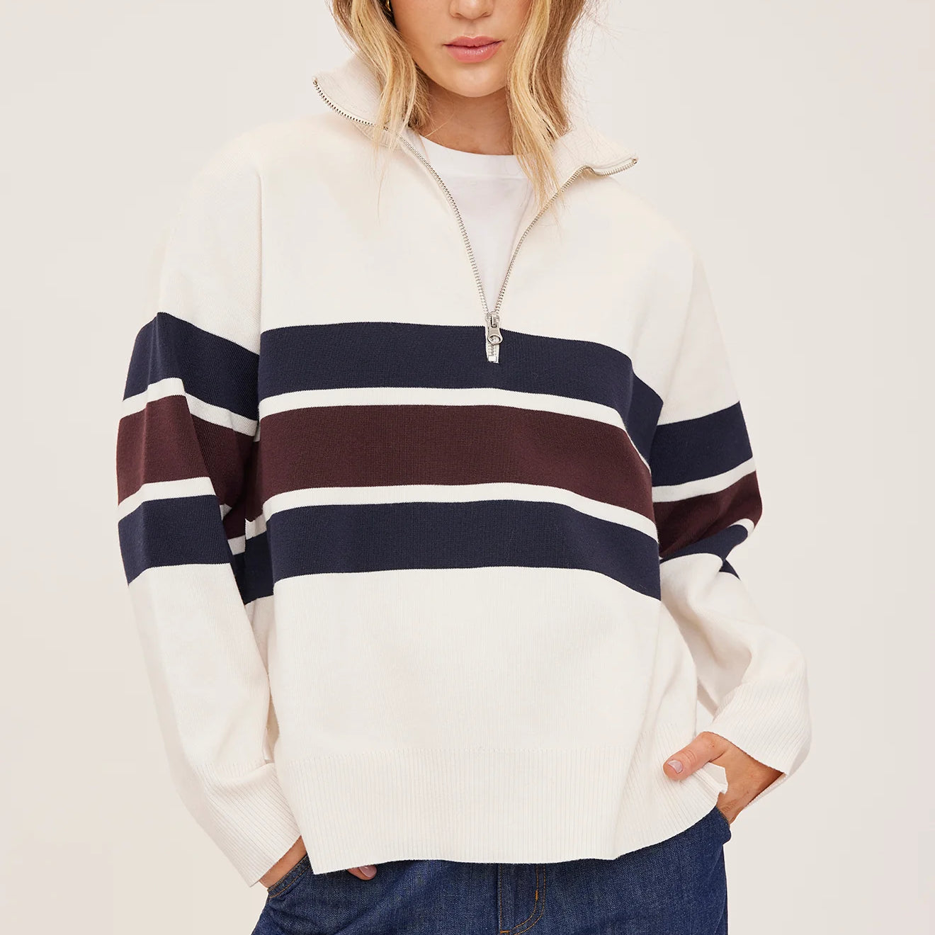 GENTLE FAWN IDRIS STRIPED PULLOVER - CREAM STRIPE