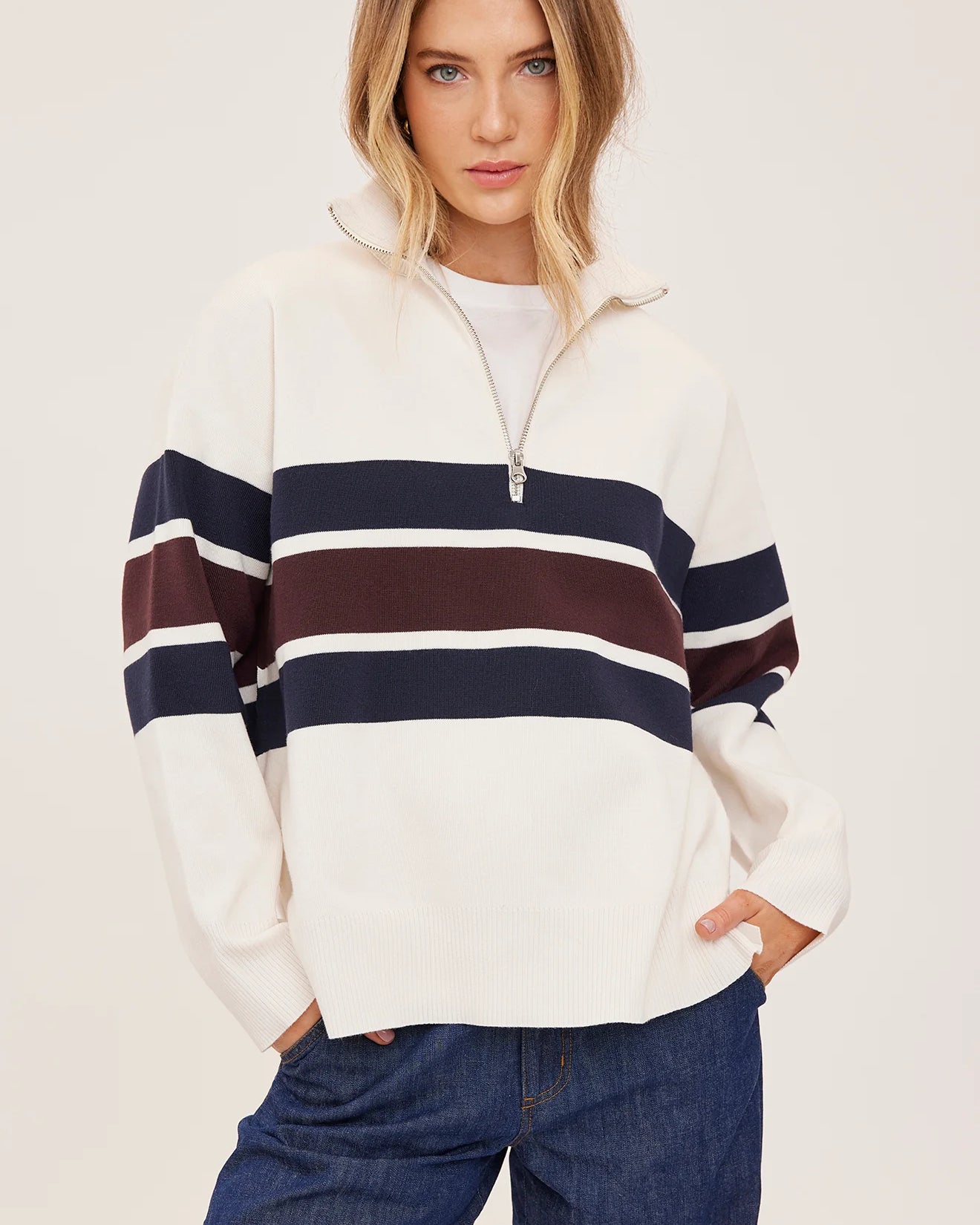 GENTLE FAWN IDRIS STRIPED PULLOVER - CREAM STRIPE