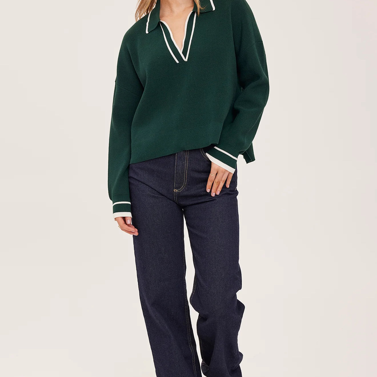 GENTLE FAWN TRISTAN V NECK SWEATER - EVERGREEN