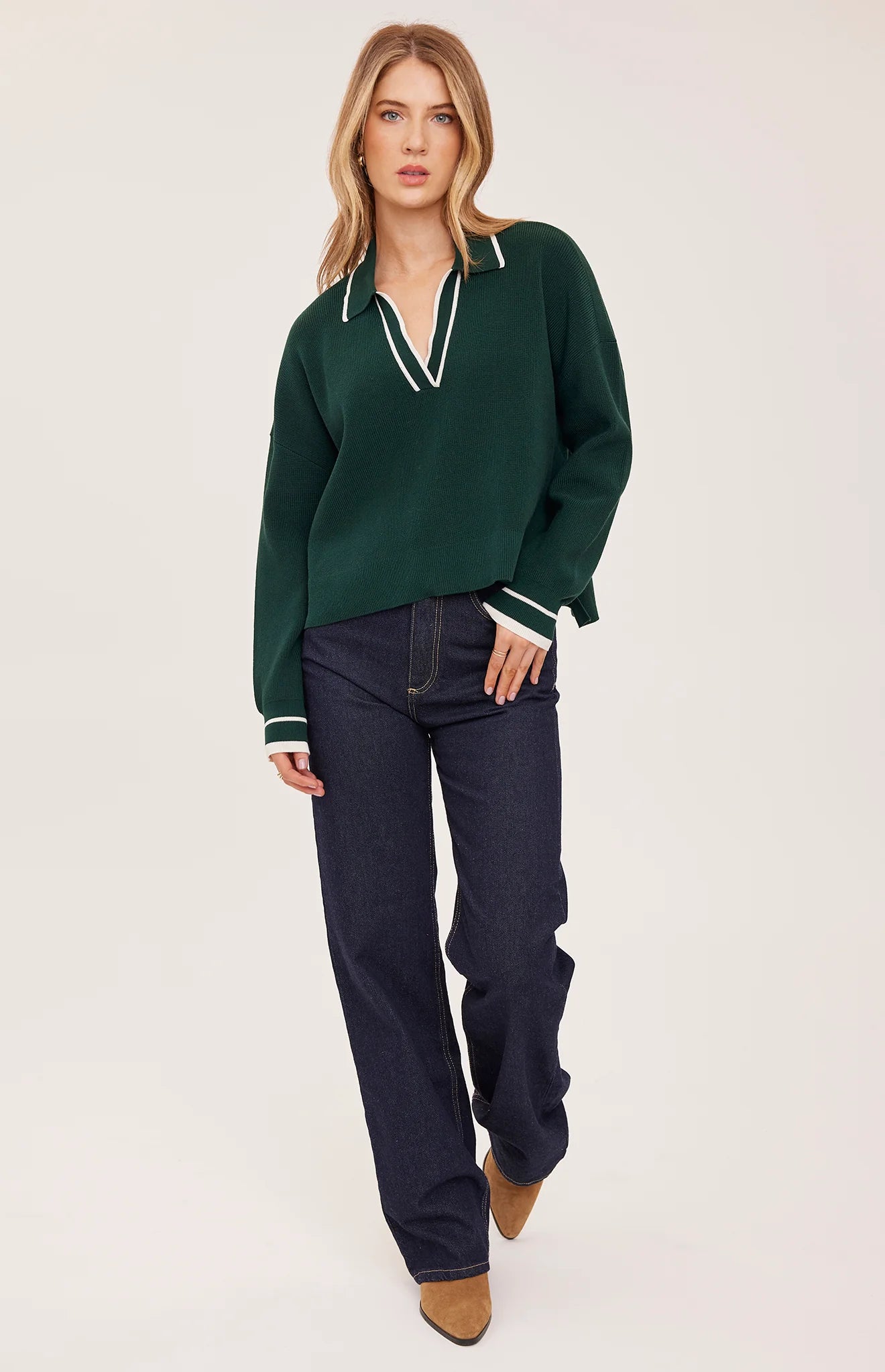 GENTLE FAWN TRISTAN V NECK SWEATER - EVERGREEN