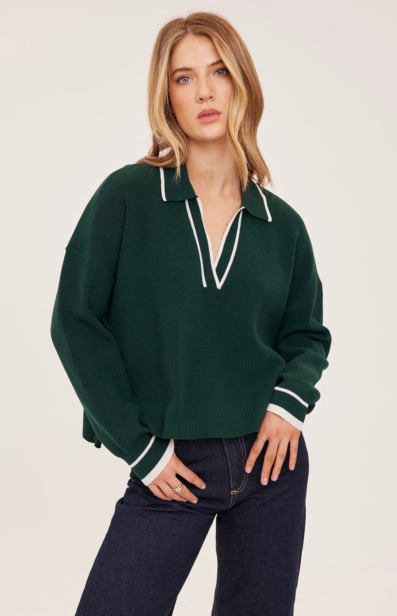 GENTLE FAWN TRISTAN V NECK SWEATER - EVERGREEN