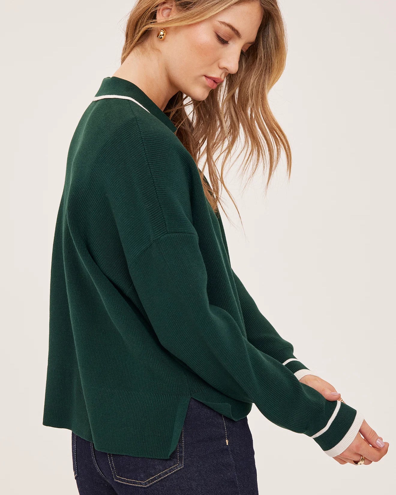 GENTLE FAWN TRISTAN V NECK SWEATER - EVERGREEN