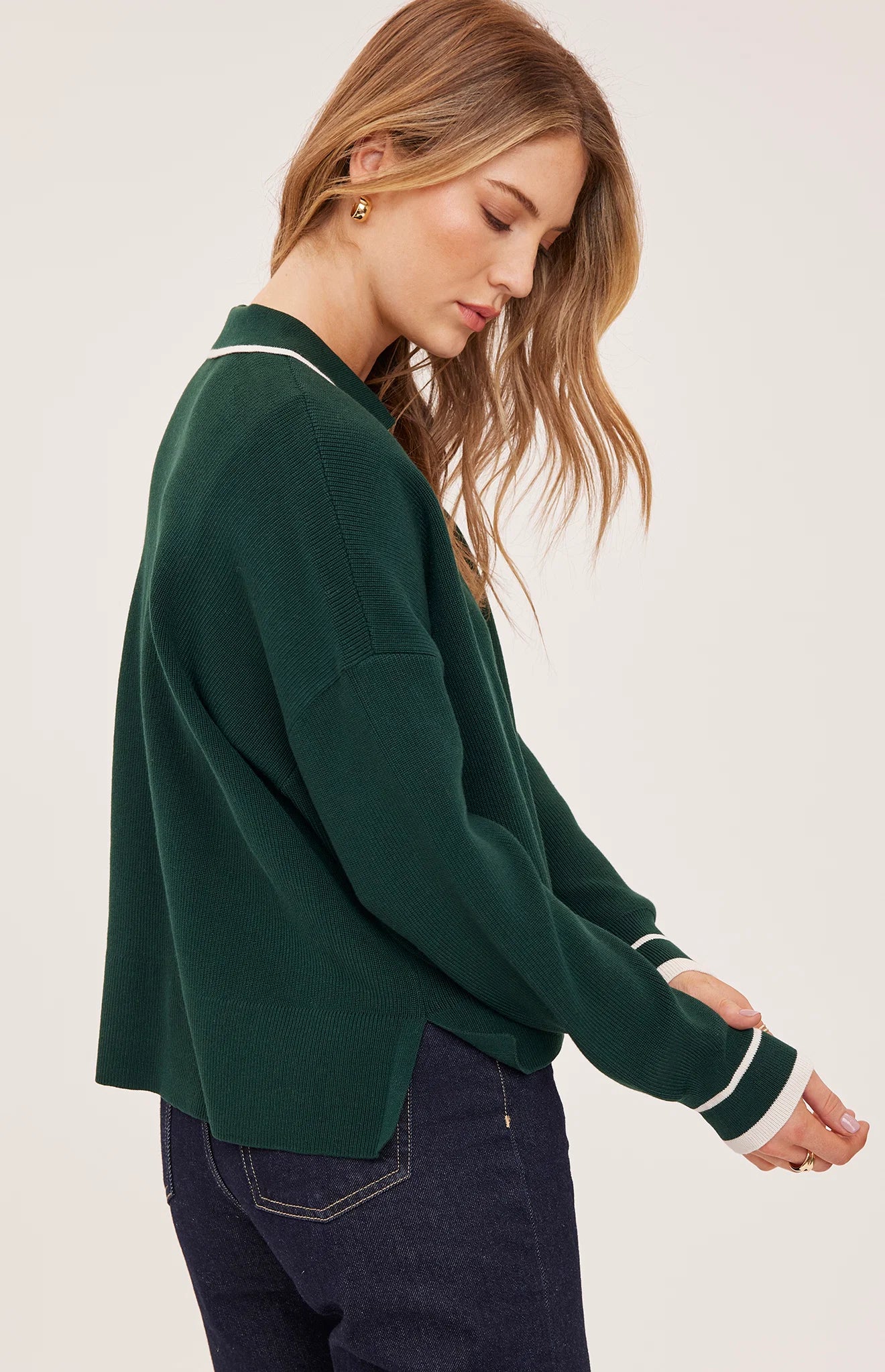 GENTLE FAWN TRISTAN V NECK SWEATER - EVERGREEN