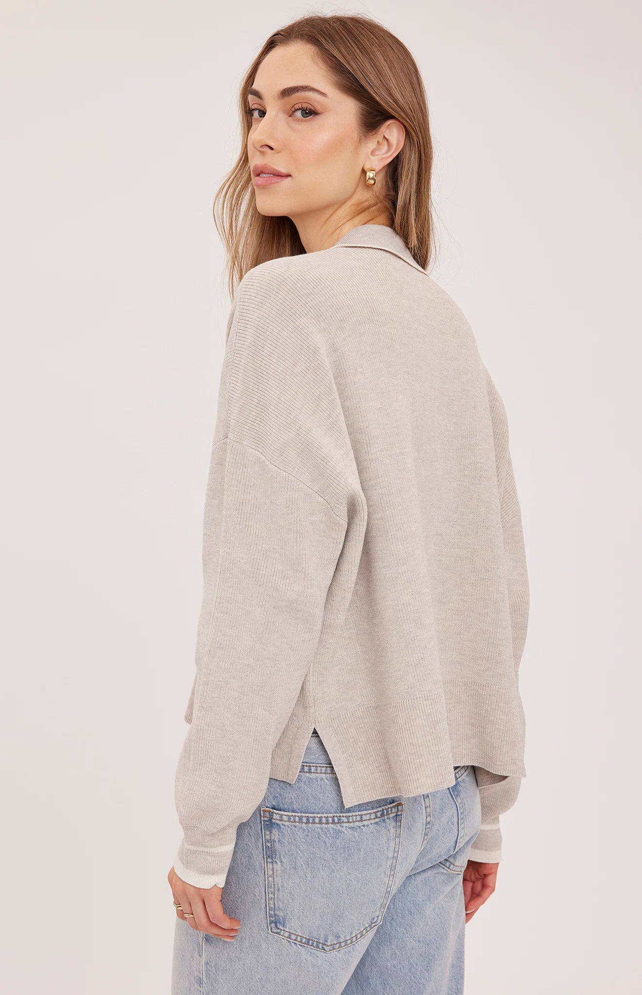 GENTLE FAWN TRISTAN V NECK SWEATER - HEATHER LATTE