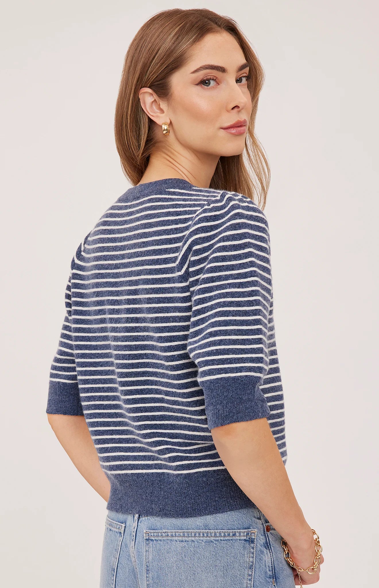 GENTLE FAWN HILDI V NECK CARDIGAN - NAVY STRIPE