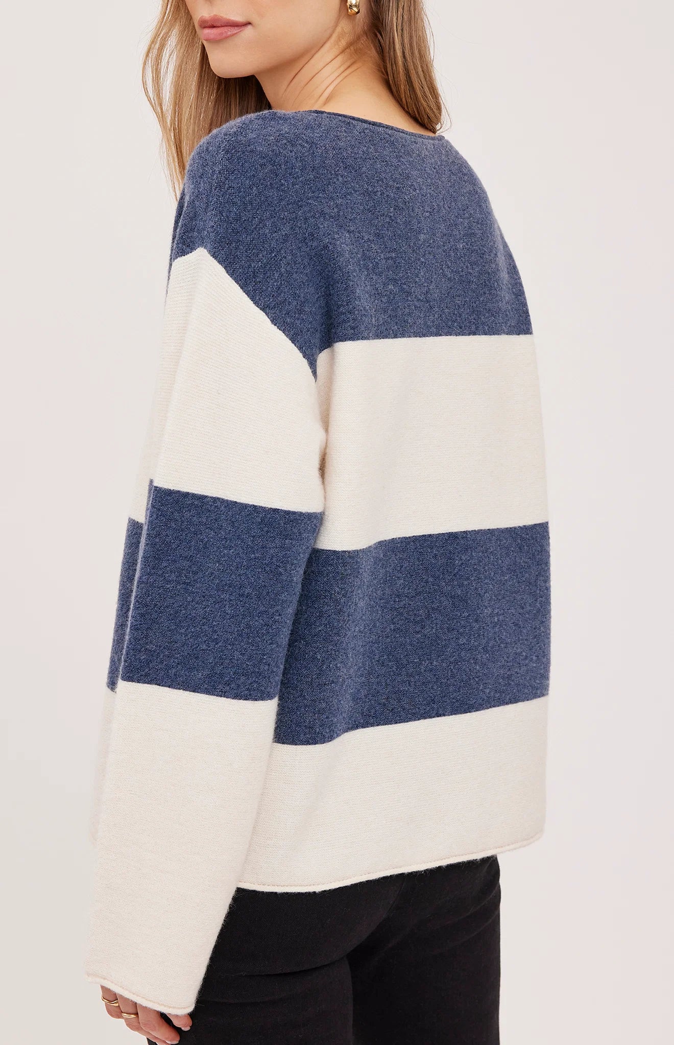 GENTLE FAWN ANNALISE V NECK SWEATER - NAVY STRIPE