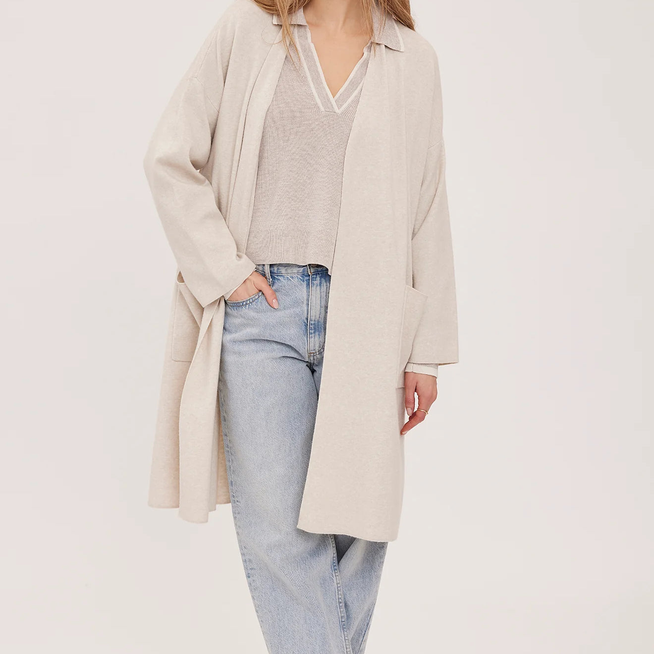GENTLE FAWN BLAKE LONG CARDIGAN - HEATHER CREAM