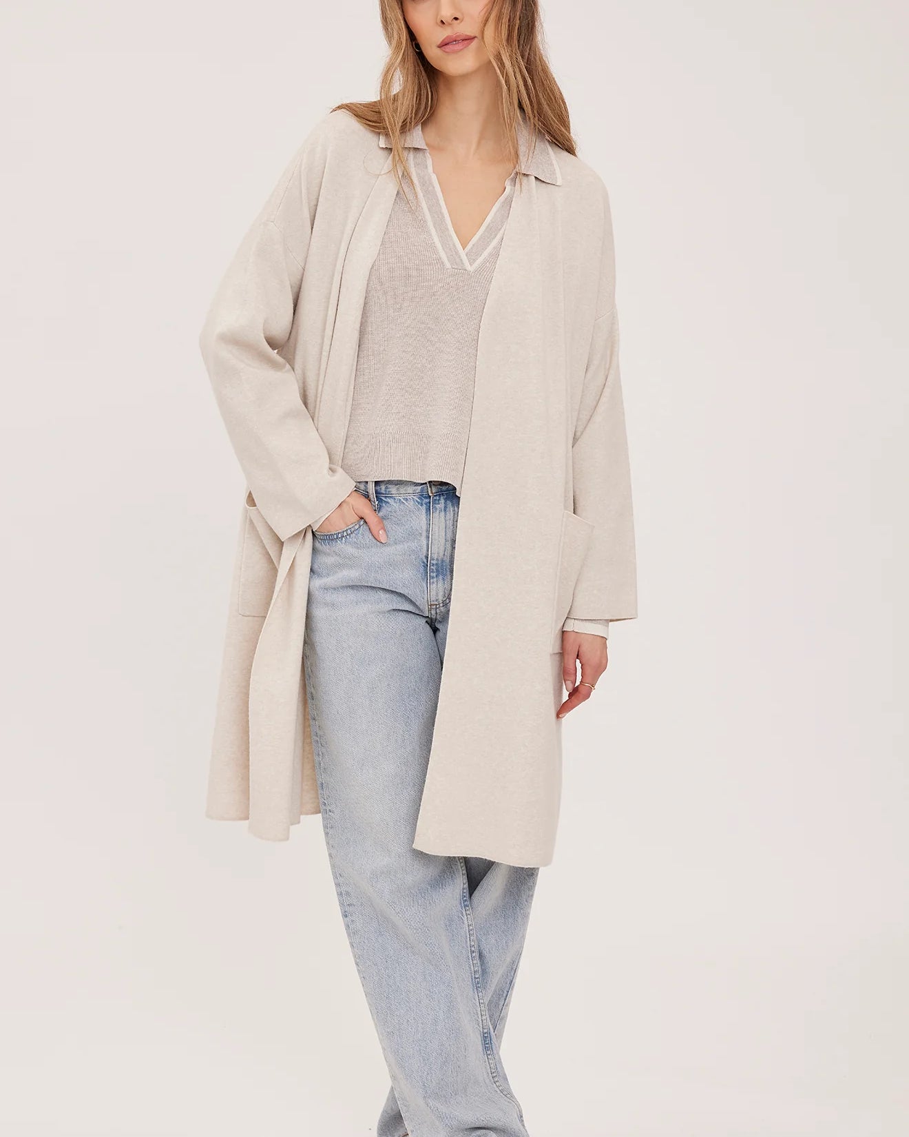 GENTLE FAWN BLAKE LONG CARDIGAN - HEATHER CREAM