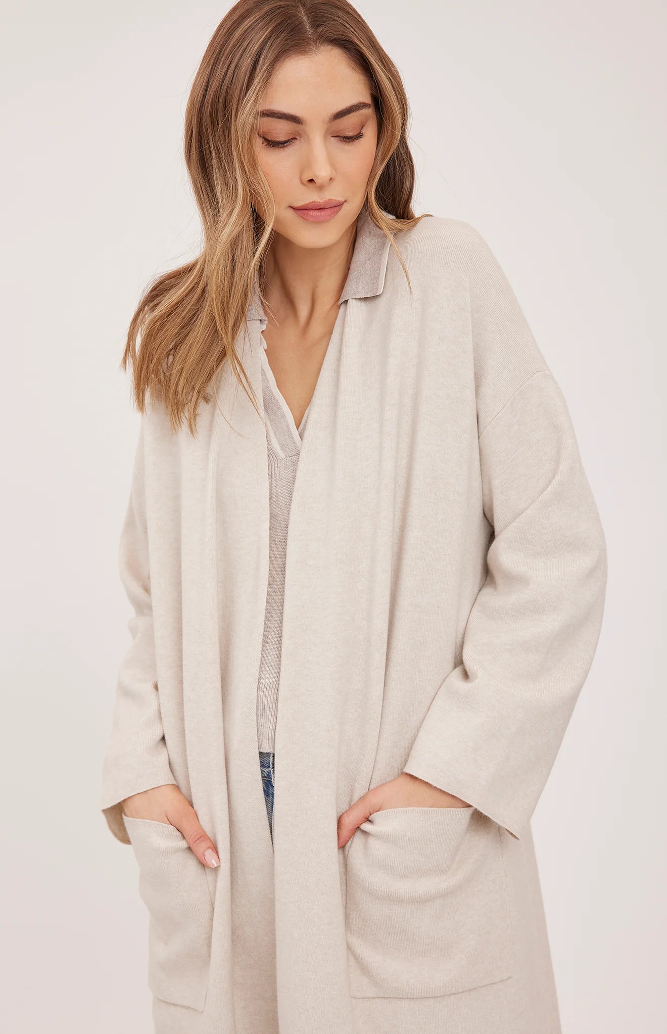 GENTLE FAWN BLAKE LONG CARDIGAN - HEATHER CREAM