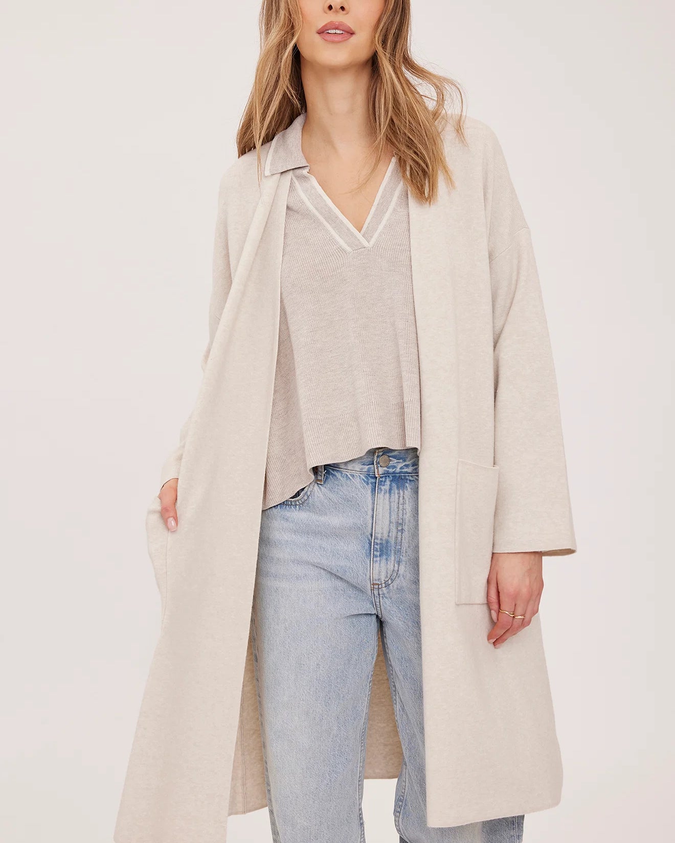 GENTLE FAWN BLAKE LONG CARDIGAN - HEATHER CREAM