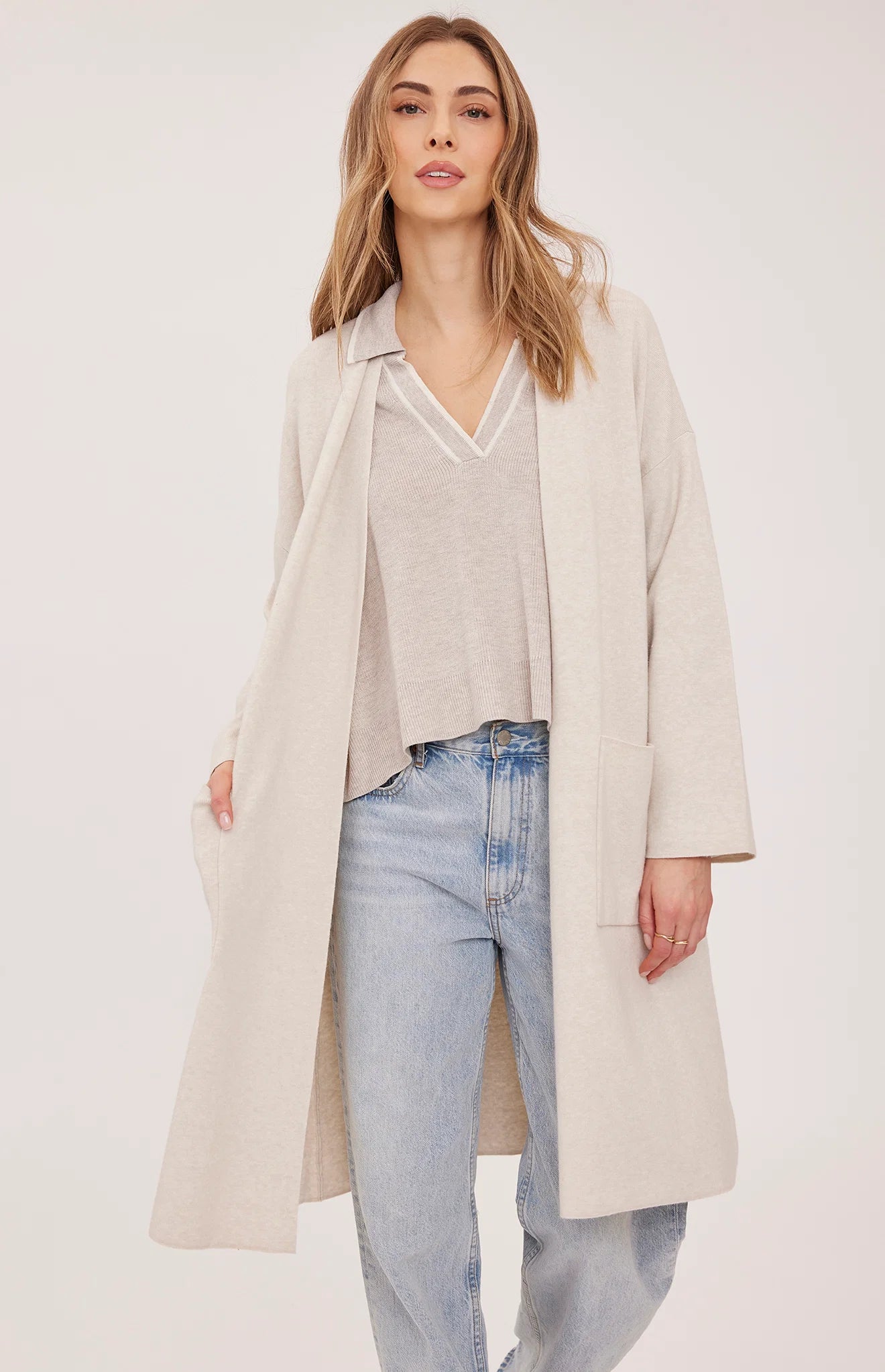 GENTLE FAWN BLAKE LONG CARDIGAN - HEATHER CREAM