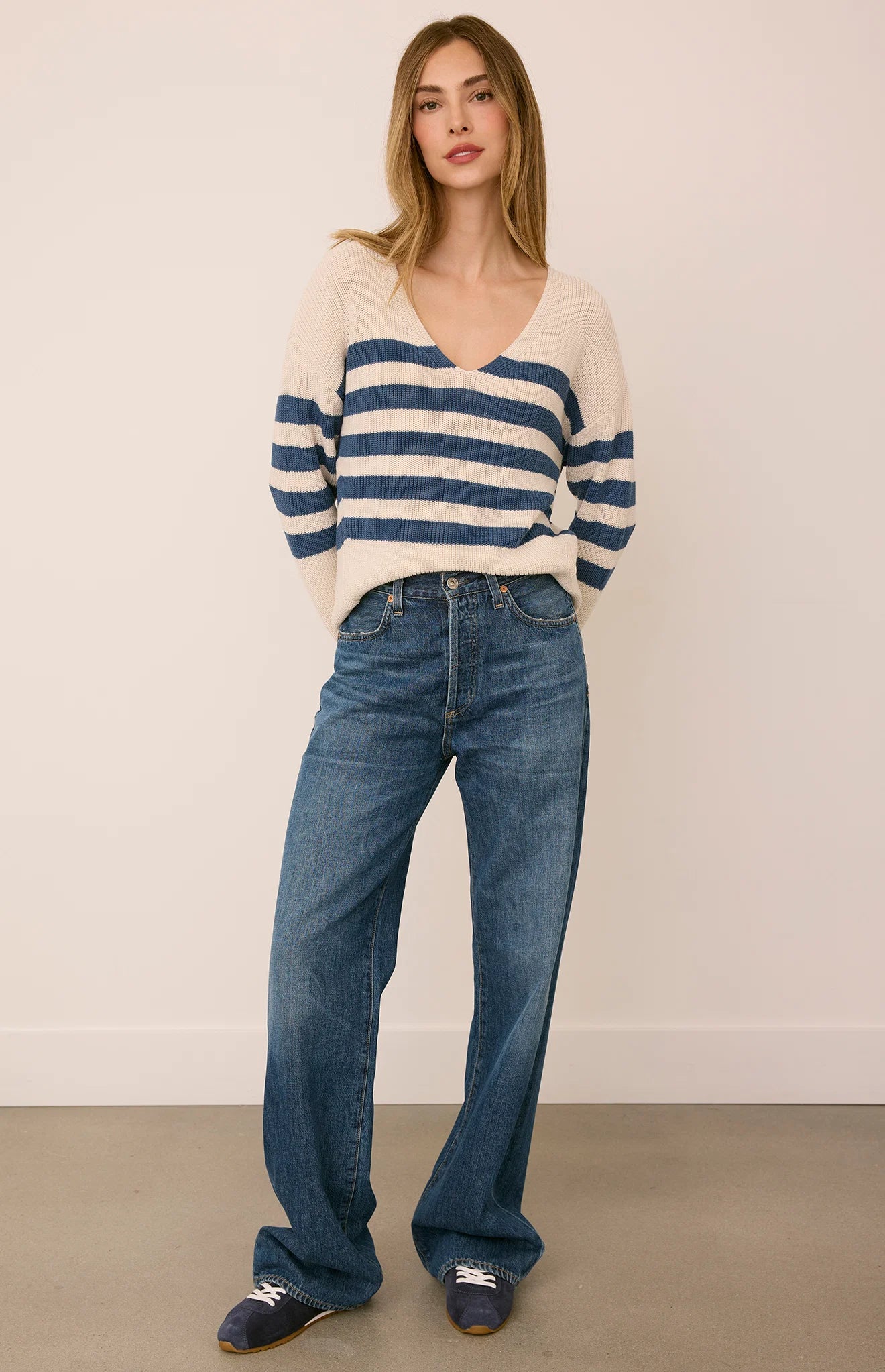 GENTLE FAWN TUCKER PULLOVER - NAVY STRIPE