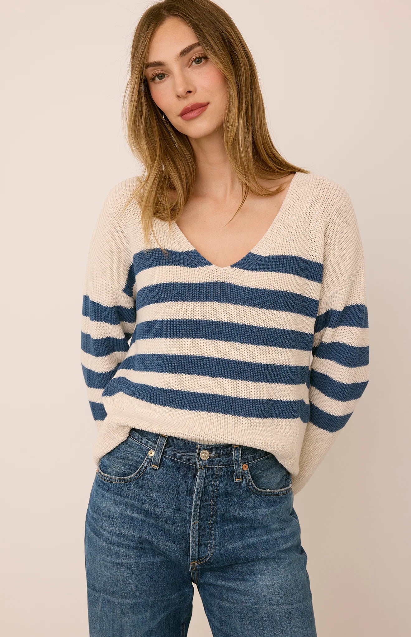 GENTLE FAWN TUCKER PULLOVER - NAVY STRIPE