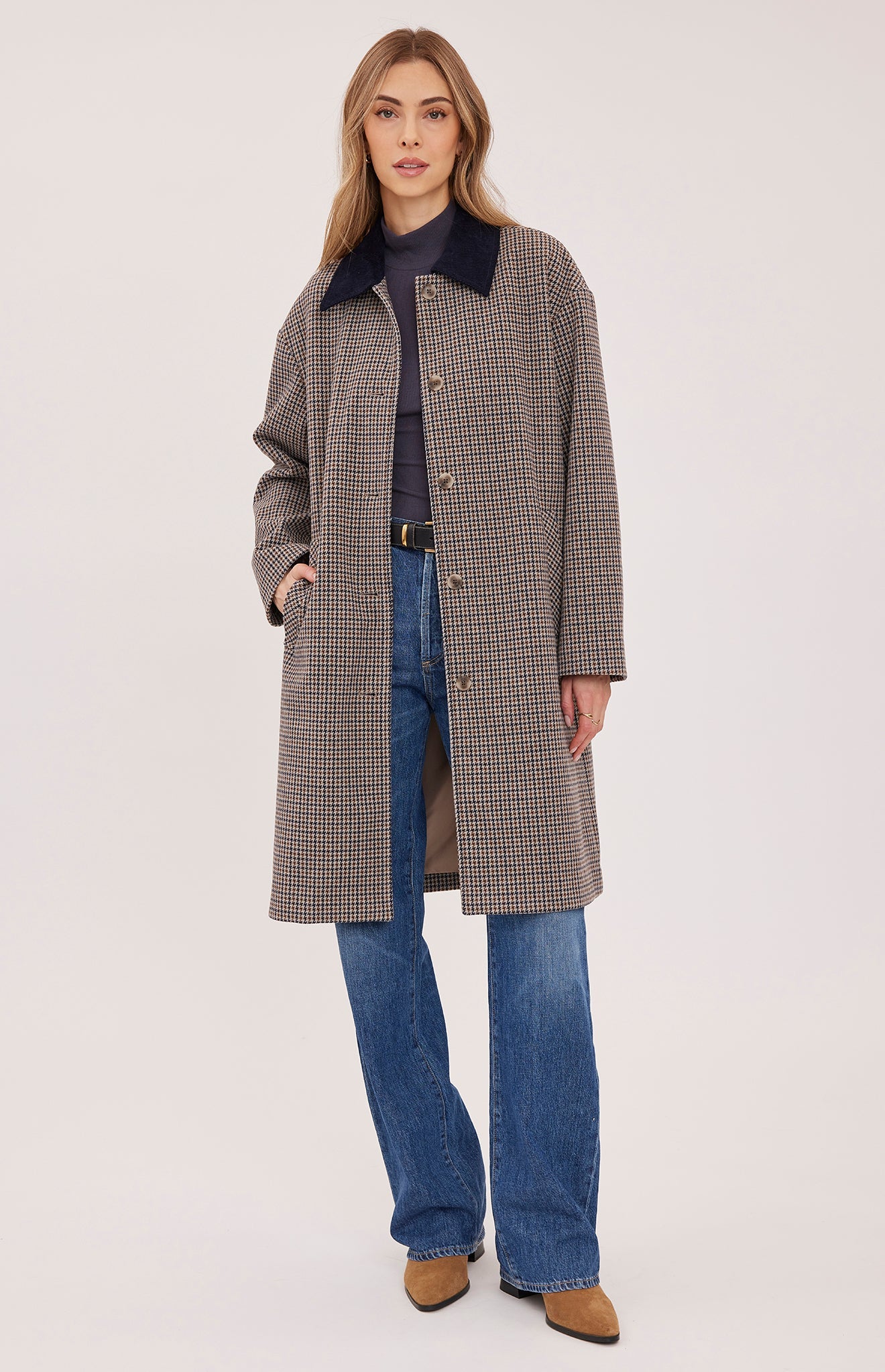 GENTLE FAWN MILLIE COAT - NAVY TWEED