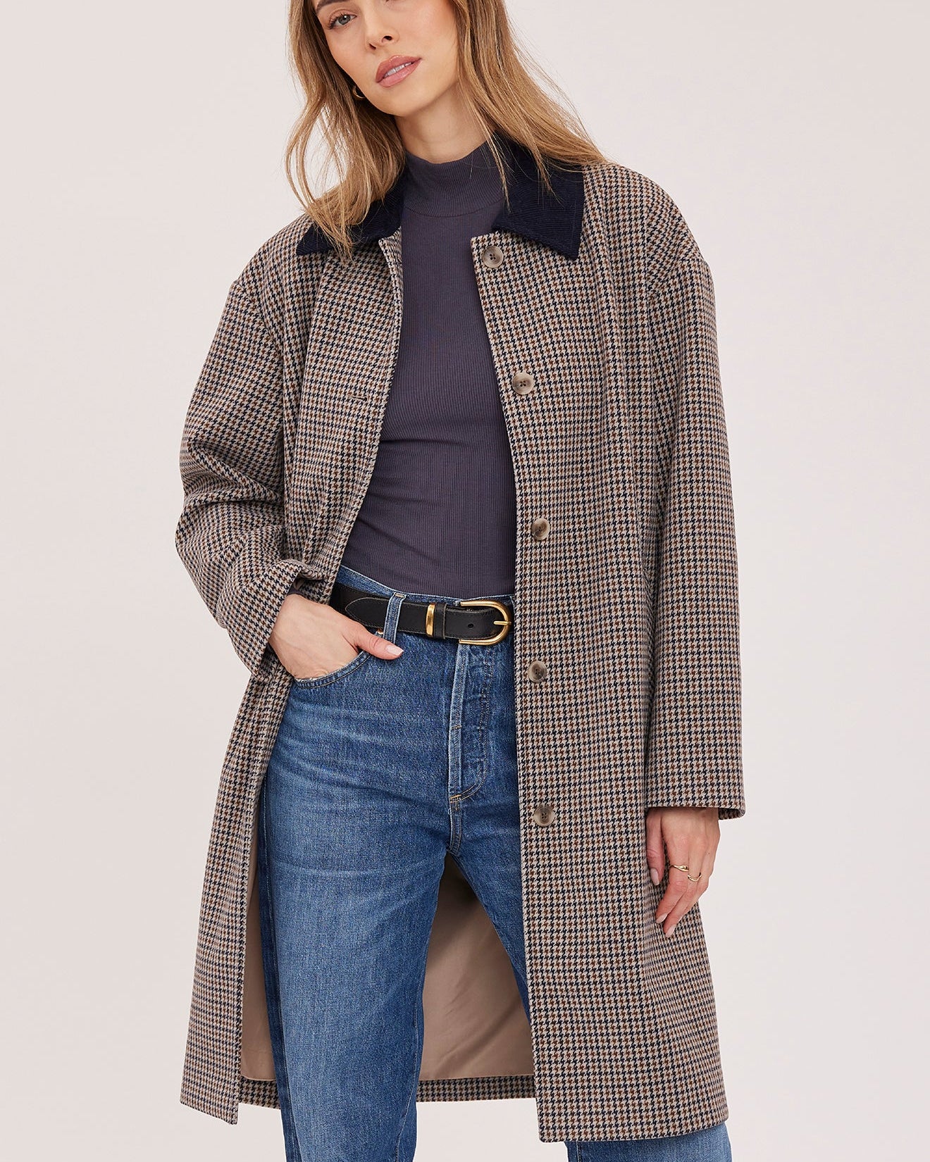 GENTLE FAWN MILLIE COAT - NAVY TWEED