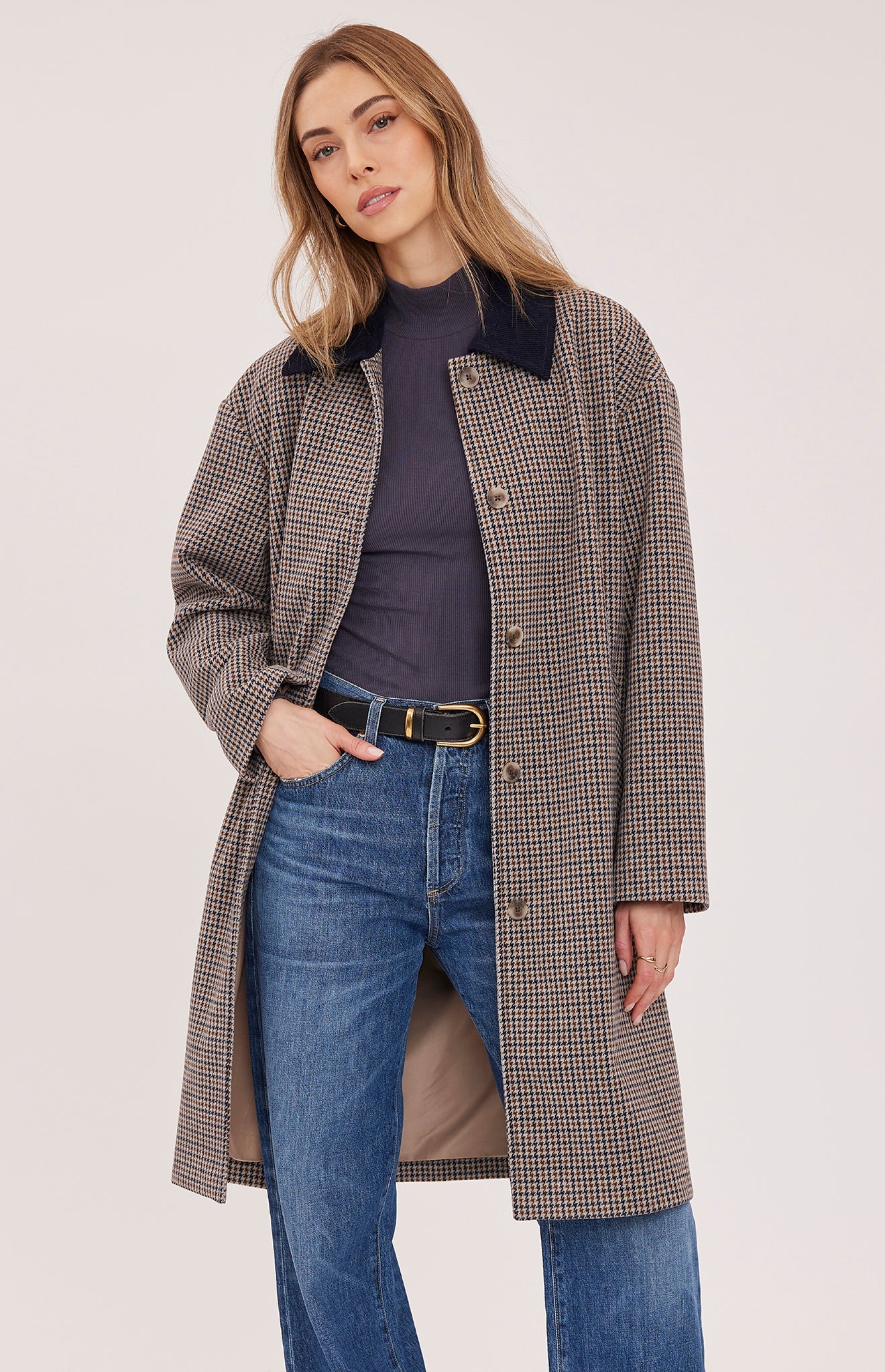 GENTLE FAWN MILLIE COAT - NAVY TWEED