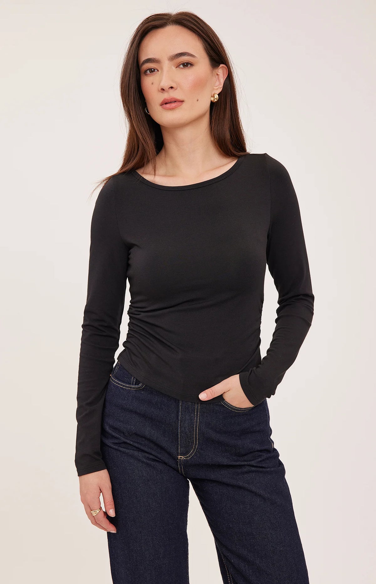 GENTLE FAWN REESE LONG SLEEVE SHIRT - BLACK