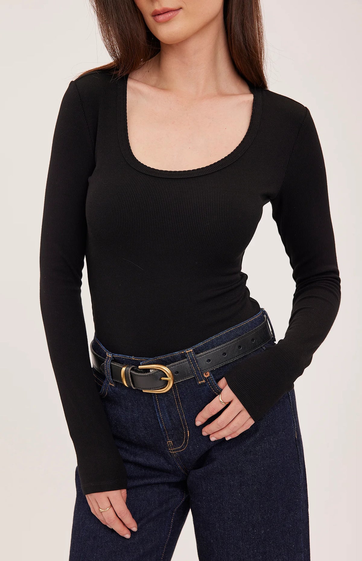 GENTLE FAWN LEXY SCOOP NECK LS SHIRT - BLACK