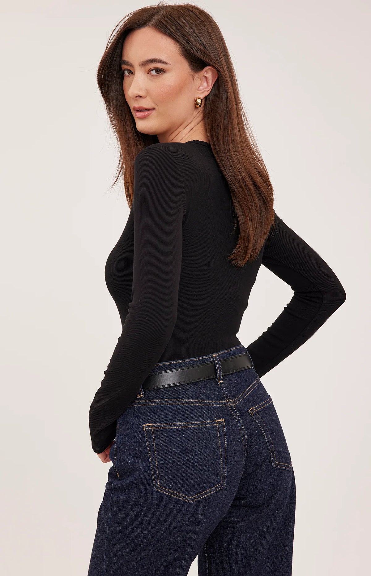 GENTLE FAWN LEXY SCOOP NECK LS SHIRT - BLACK