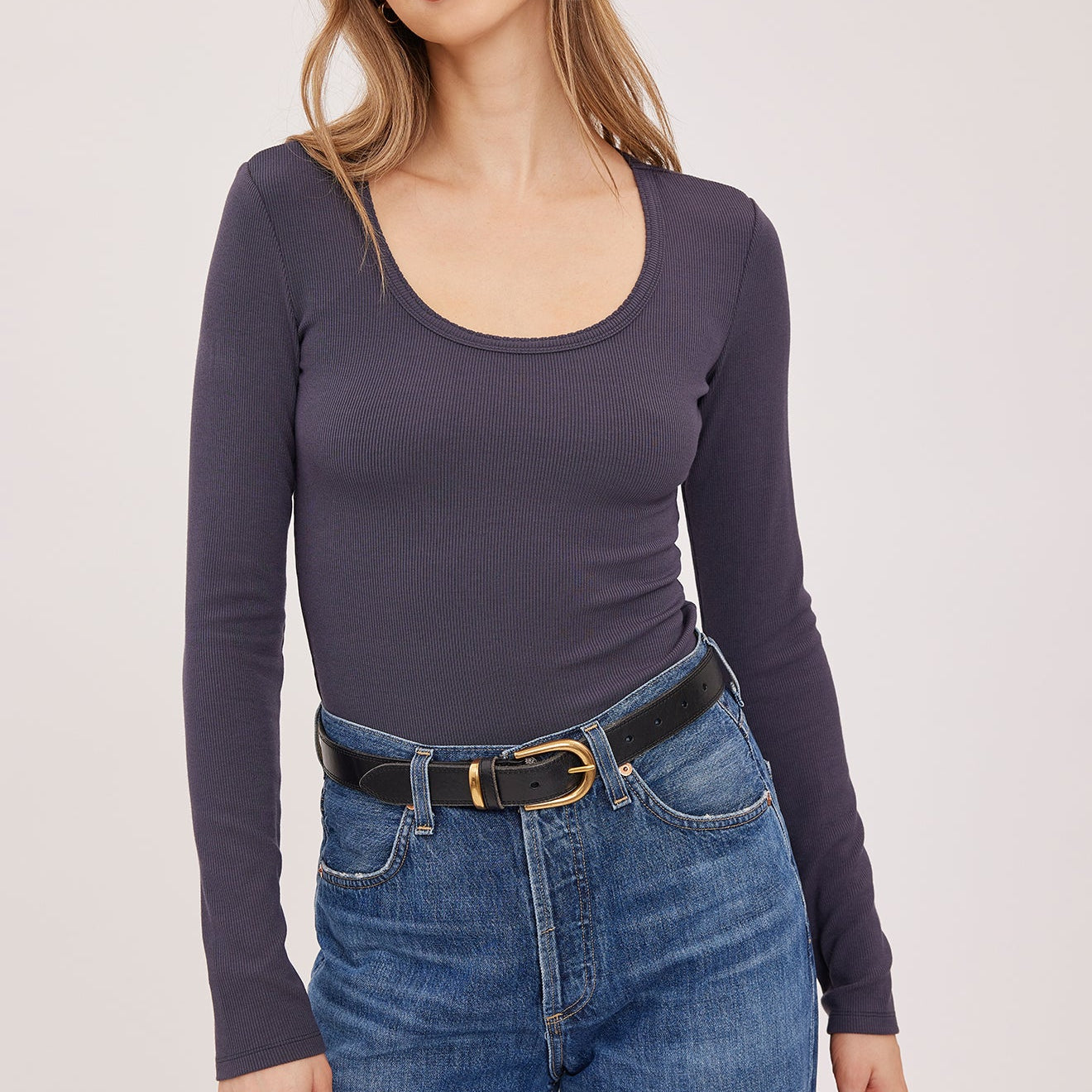 GENTLE FAWN LEXY SCOOP NECK LS SHIRT - SMOKE