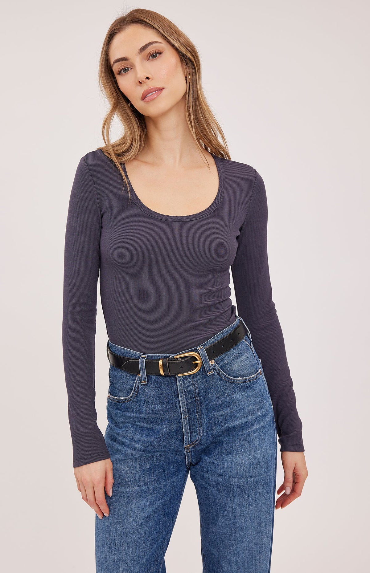 GENTLE FAWN LEXY SCOOP NECK LS SHIRT - SMOKE