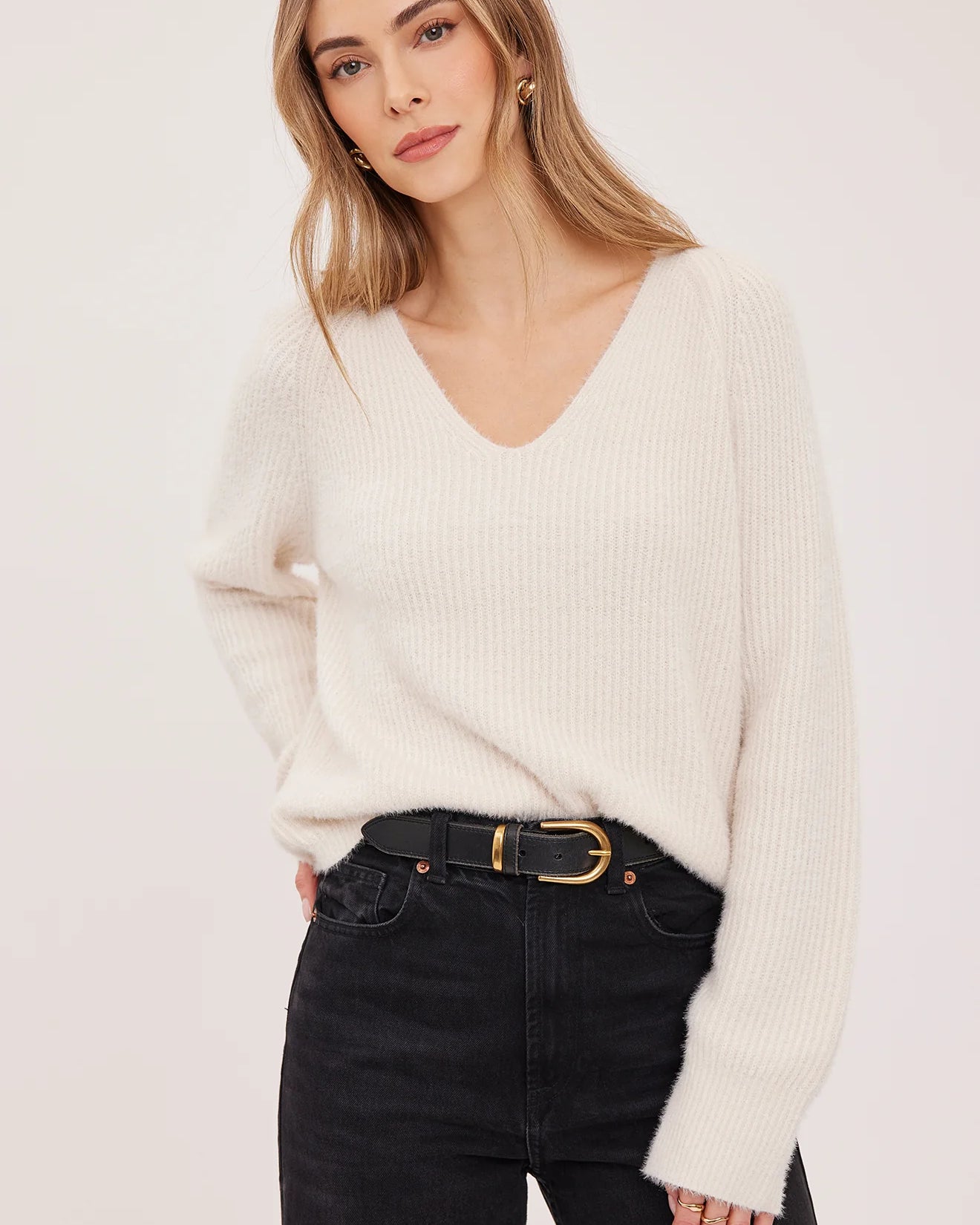 GENTLE FAWN FILOMENA V NECK SWEATER - CREAM