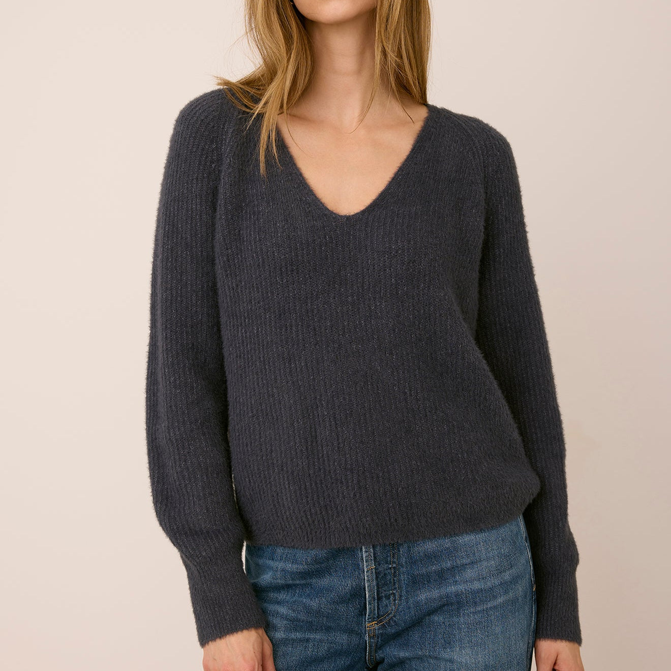 GENTLE FAWN FILOMENA V NECK SWEATER - SMOKE