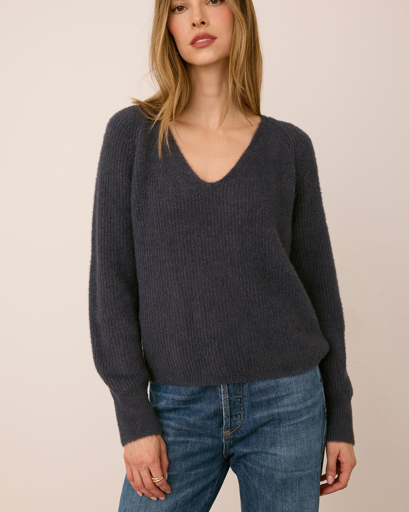 GENTLE FAWN FILOMENA V NECK SWEATER - SMOKE