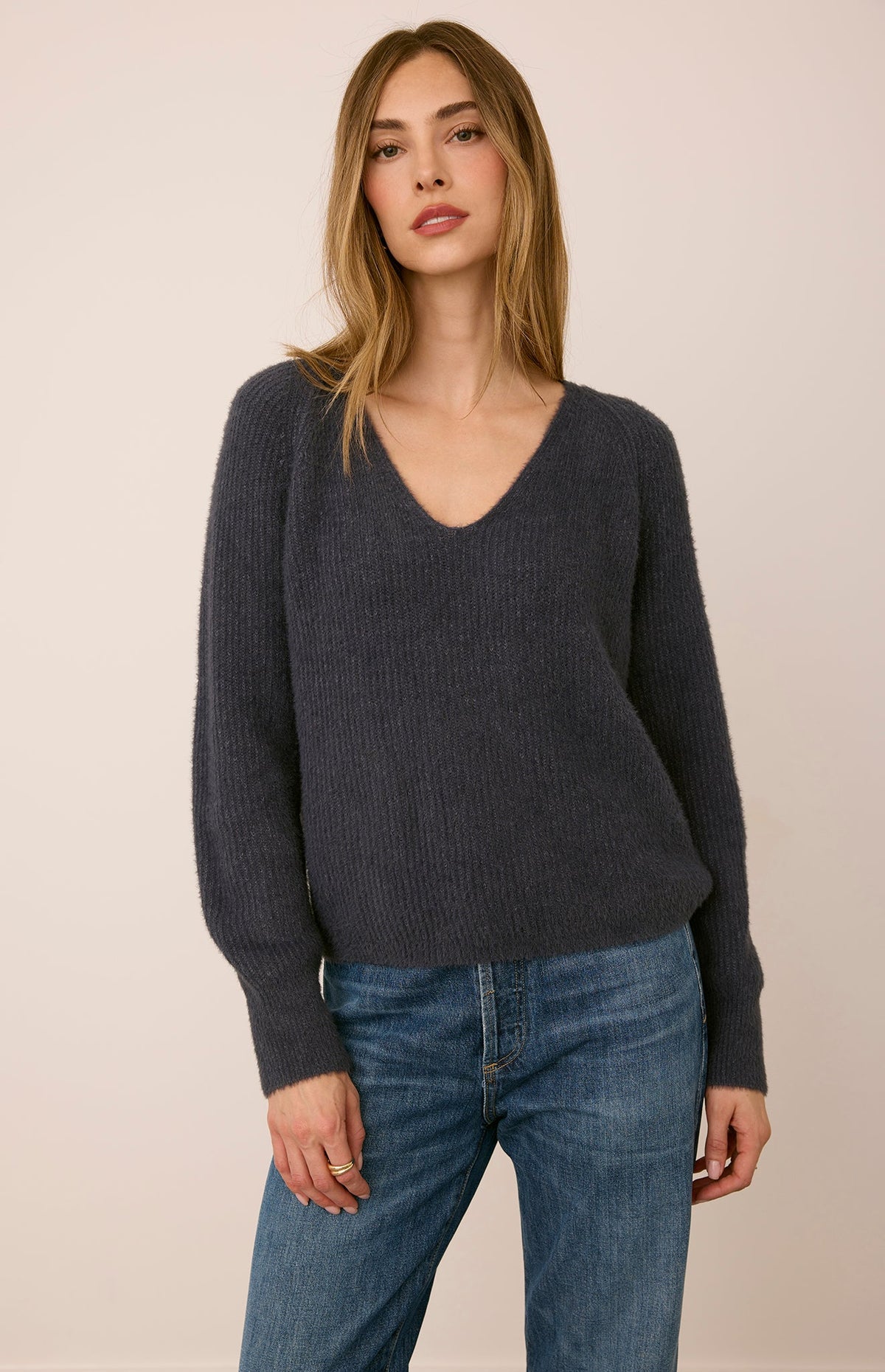GENTLE FAWN FILOMENA V NECK SWEATER - SMOKE