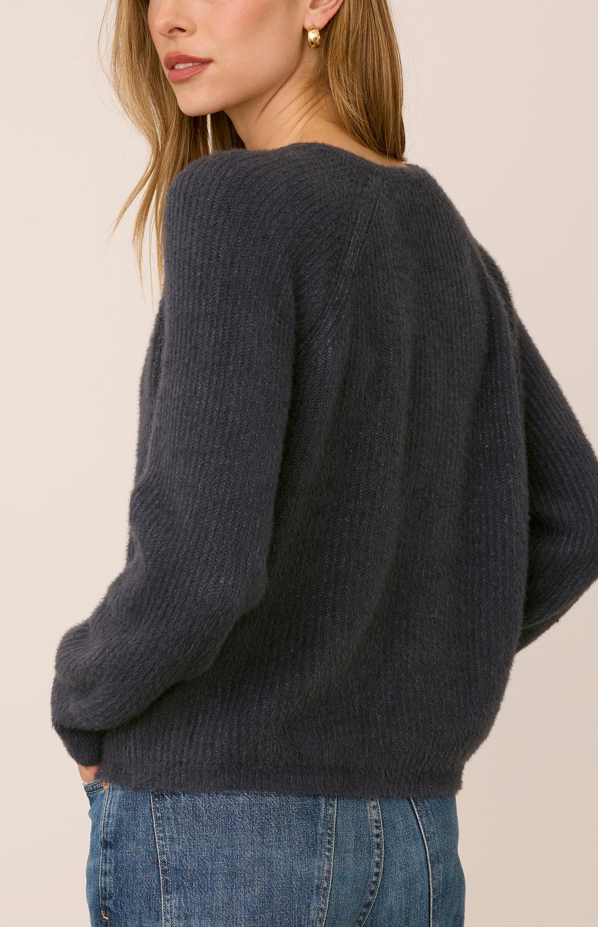 GENTLE FAWN FILOMENA V NECK SWEATER - SMOKE
