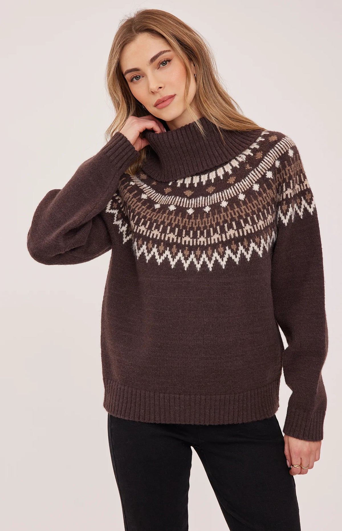 GENTLE FAWN FREYA ROLLNECK SWEATER - JAVA
