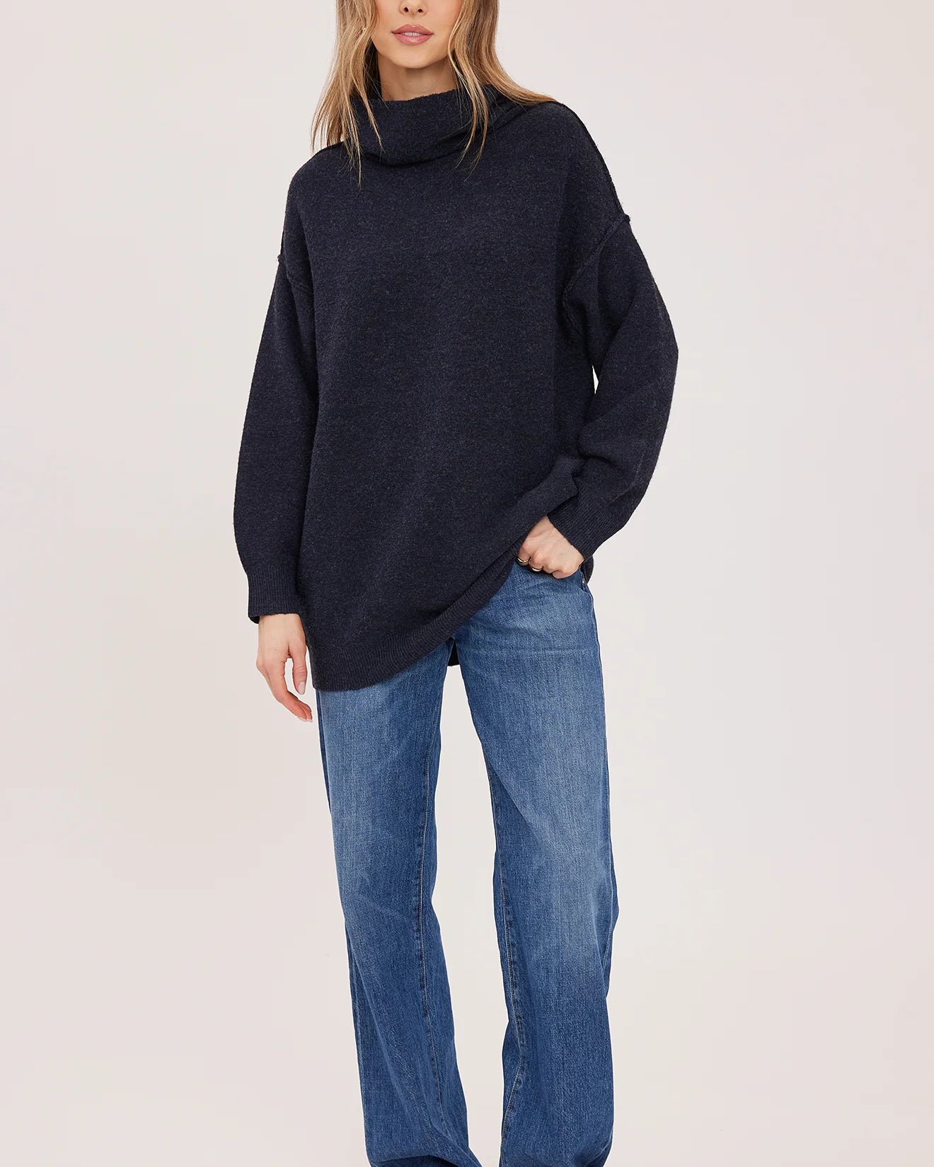 GENTLE FAWN ASTRID LONG SWEATER - HEATHER NAVY