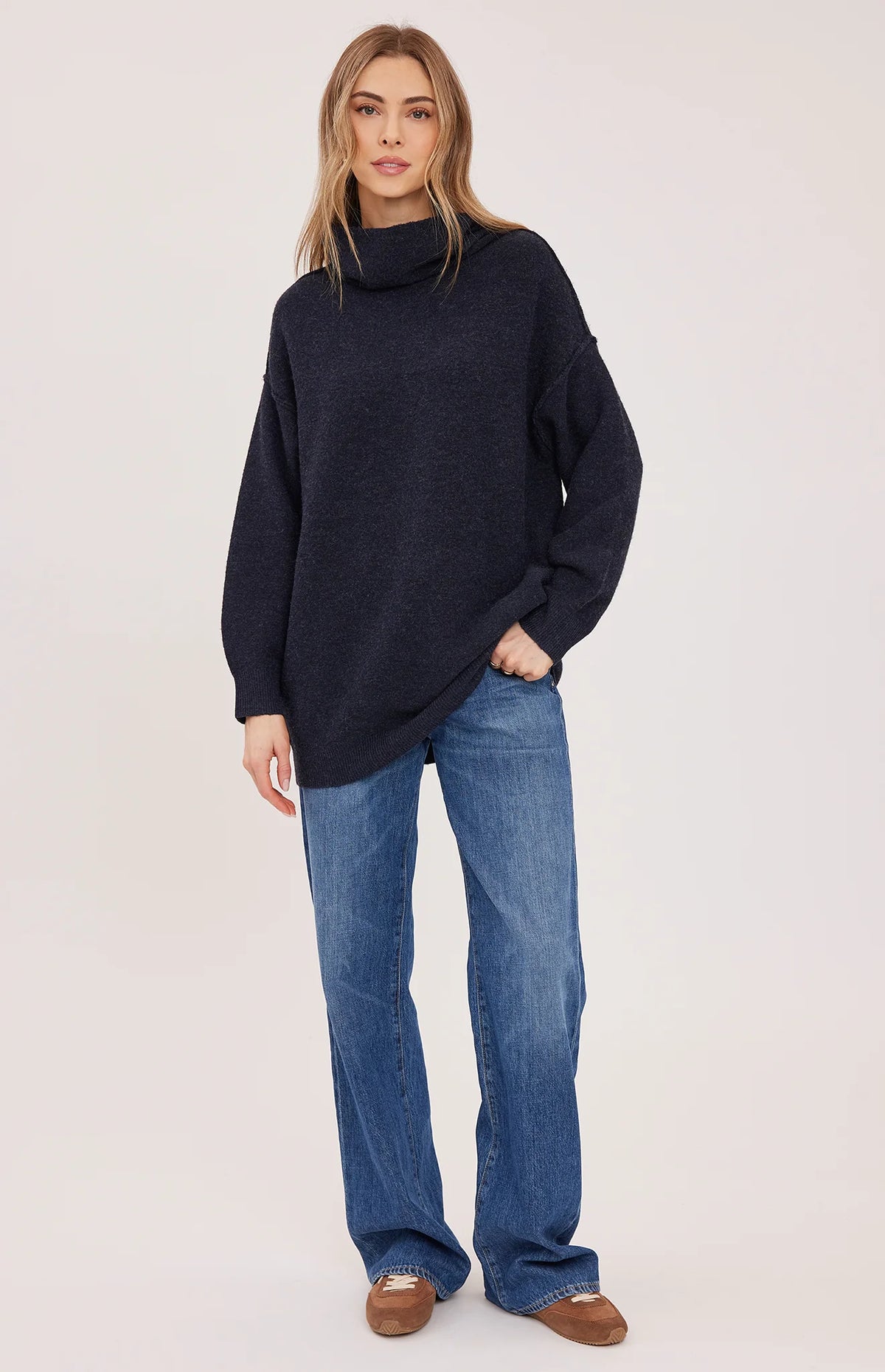 GENTLE FAWN ASTRID LONG SWEATER - HEATHER NAVY