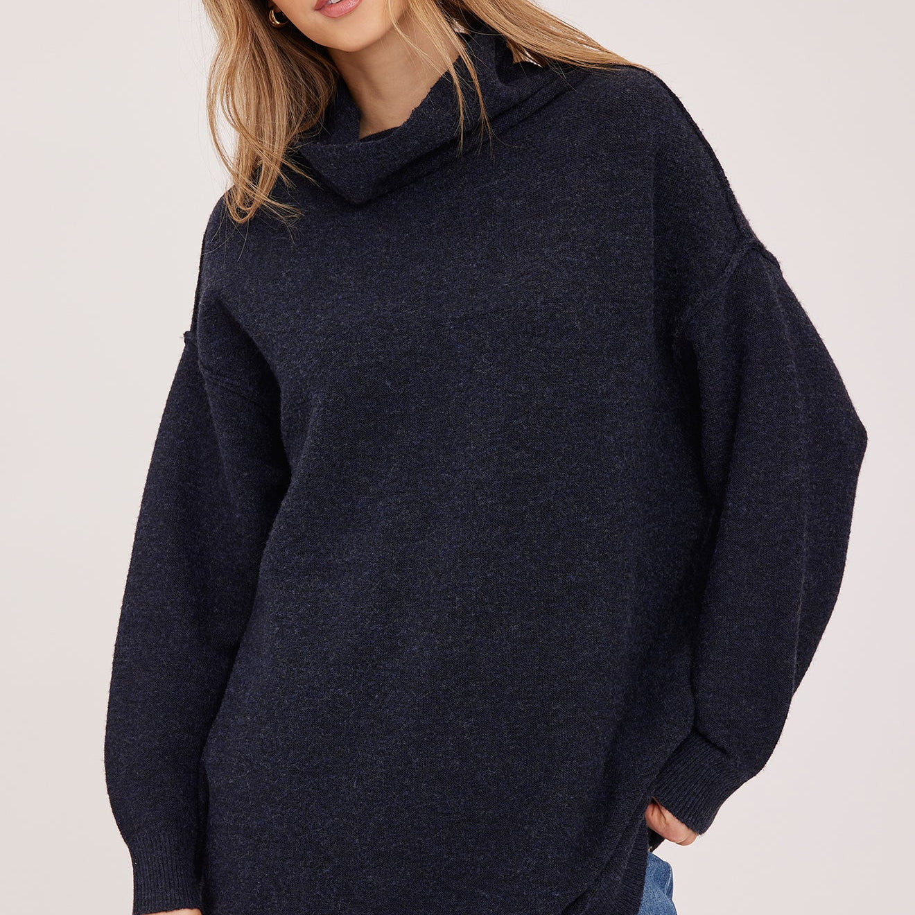 GENTLE FAWN ASTRID LONG SWEATER - HEATHER NAVY
