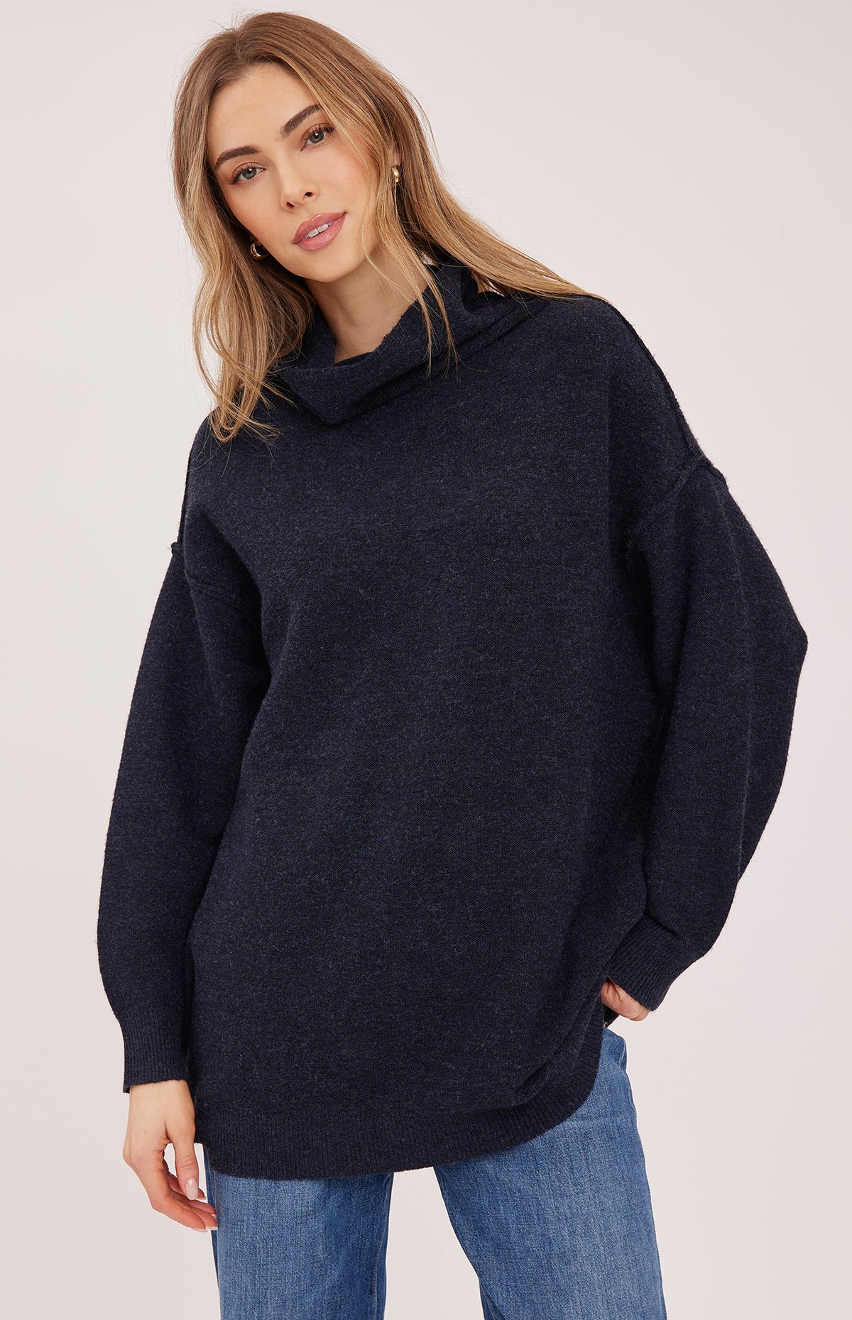 GENTLE FAWN ASTRID LONG SWEATER - HEATHER NAVY