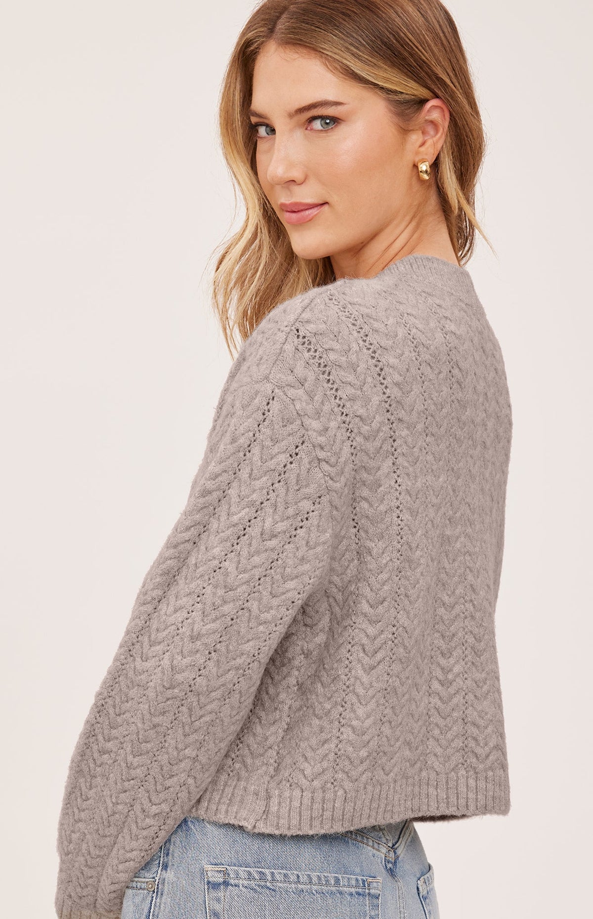 GENTLE FAWN ESME V NECK CARDIGAN - HEATHER PEBBLE