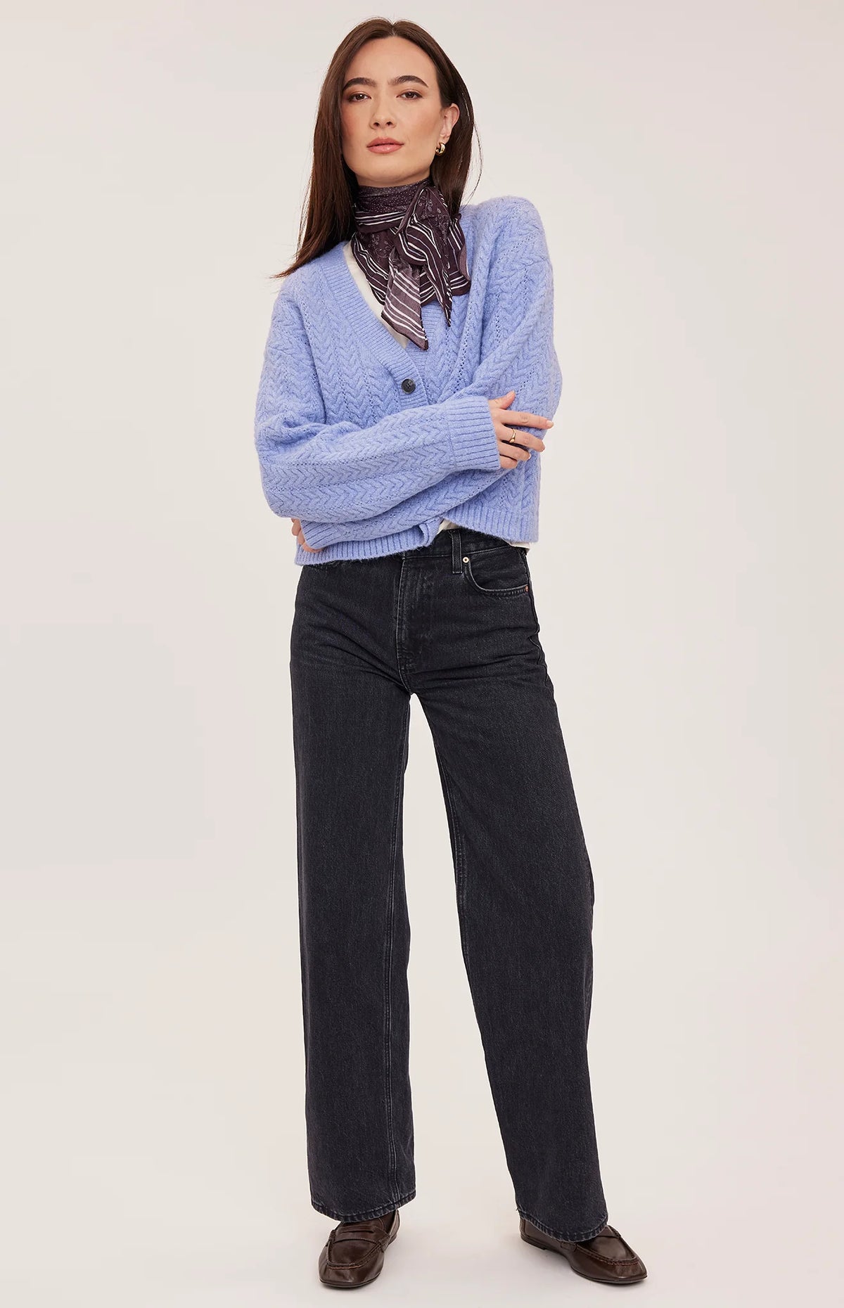 GENTLE FAWN ESME V NECK CARDIGAN - HEATHER SKYLINE