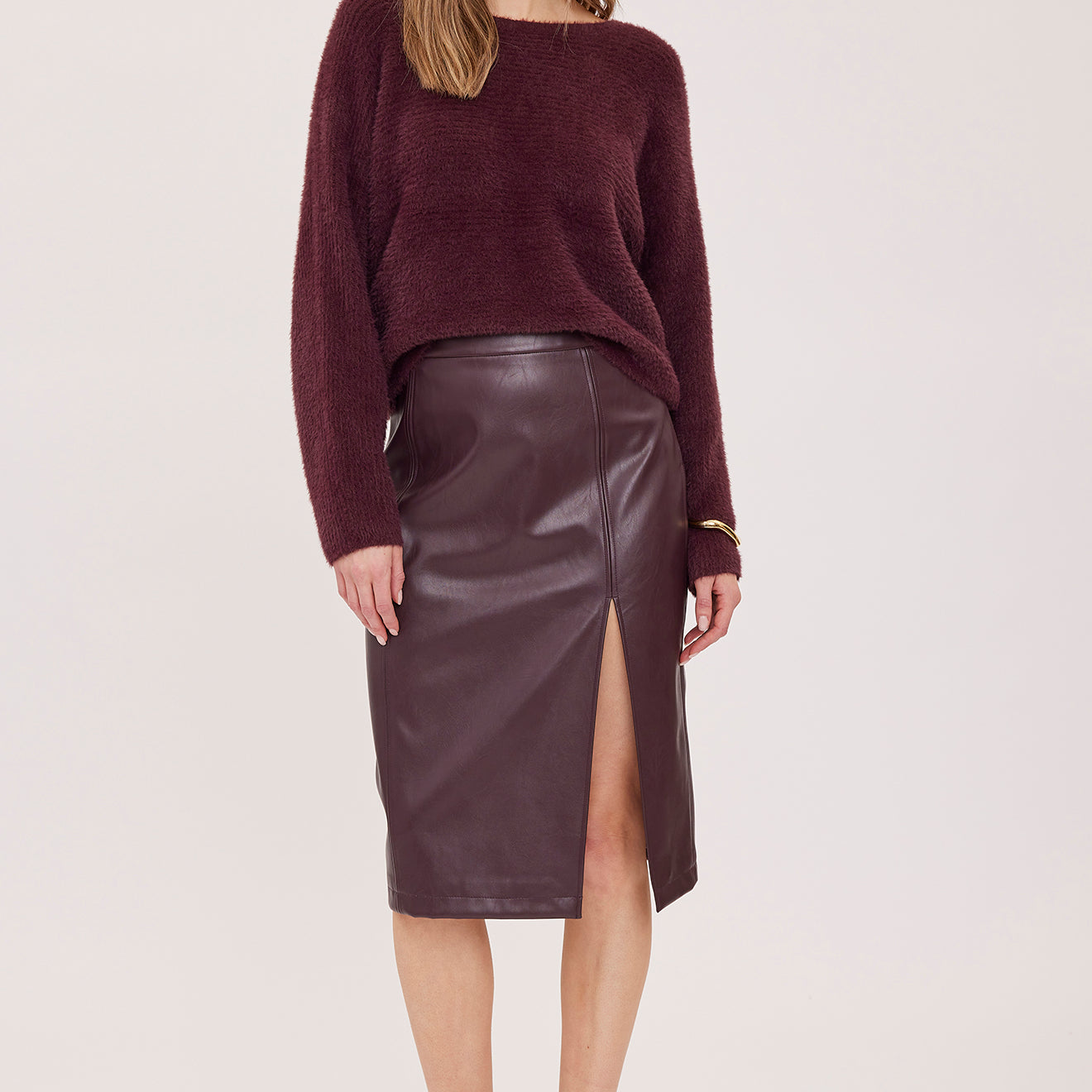 GENTLE FAWN LYDIA FAUX LEATHER SKIRT - PORT