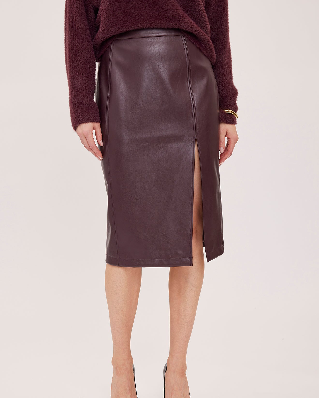 GENTLE FAWN LYDIA FAUX LEATHER SKIRT - PORT