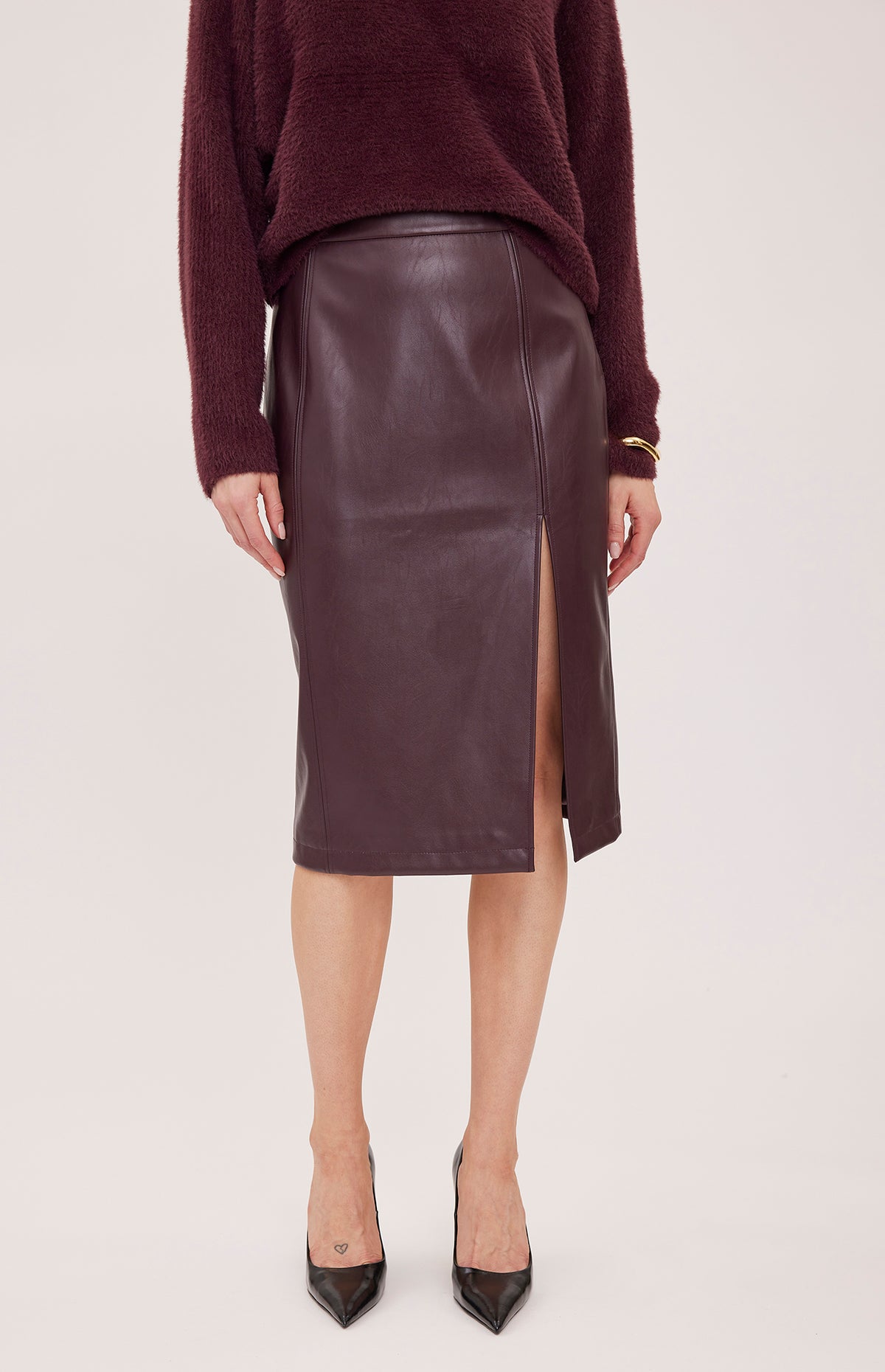 GENTLE FAWN LYDIA FAUX LEATHER SKIRT - PORT