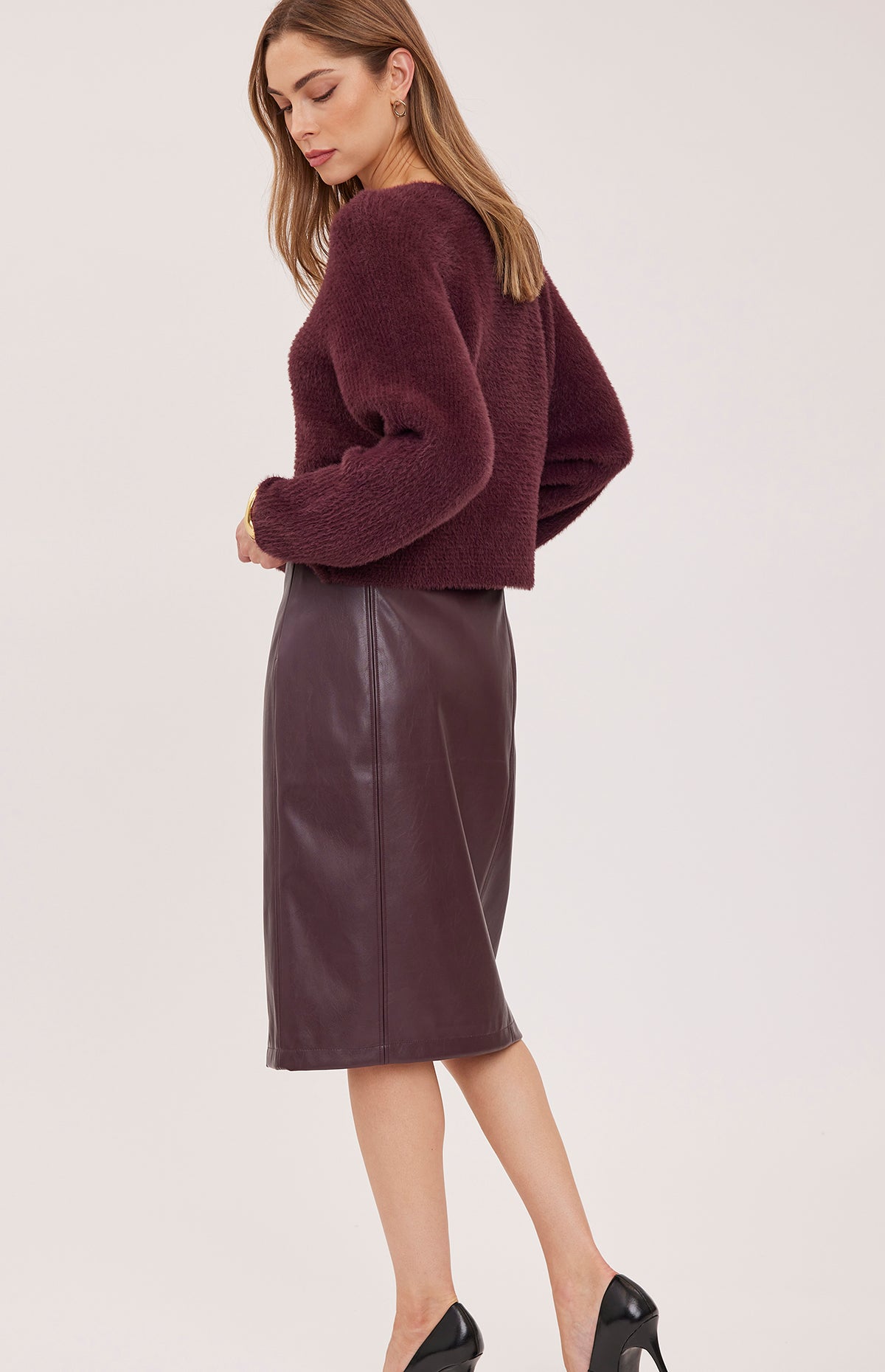 GENTLE FAWN LYDIA FAUX LEATHER SKIRT - PORT