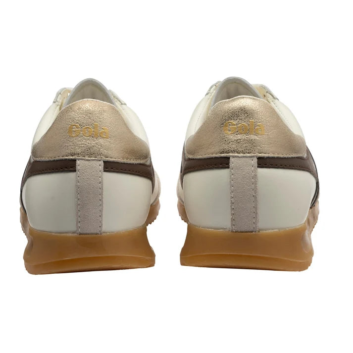 GOLA TORPEDO LEATHER SNEAKER - OFF WHITE. DARK BROWN.
