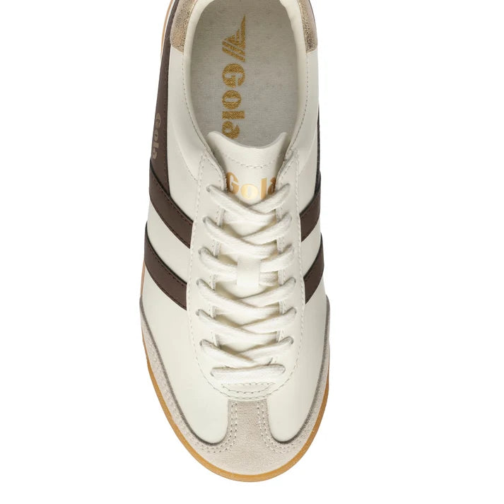 GOLA TORPEDO LEATHER SNEAKER - OFF WHITE. DARK BROWN.