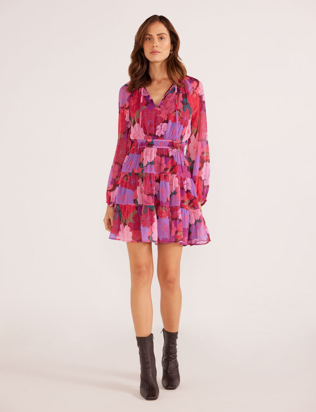 LEXIE LONG SLEEVE MINI DRESS - FLORAL BLOOMS