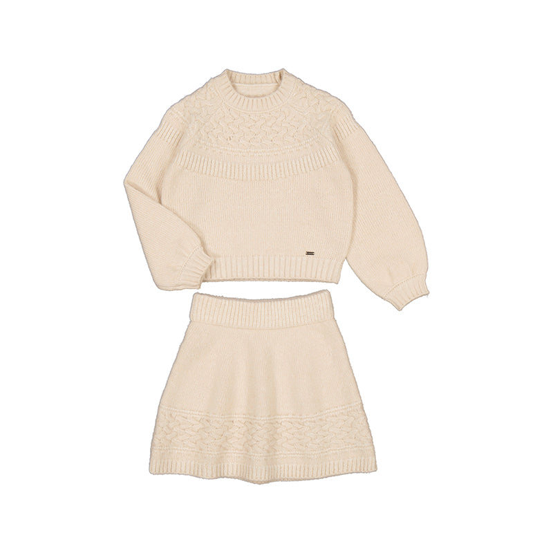 MAYORAL 2PC SWEATER + SKIRT SET - NATURAL