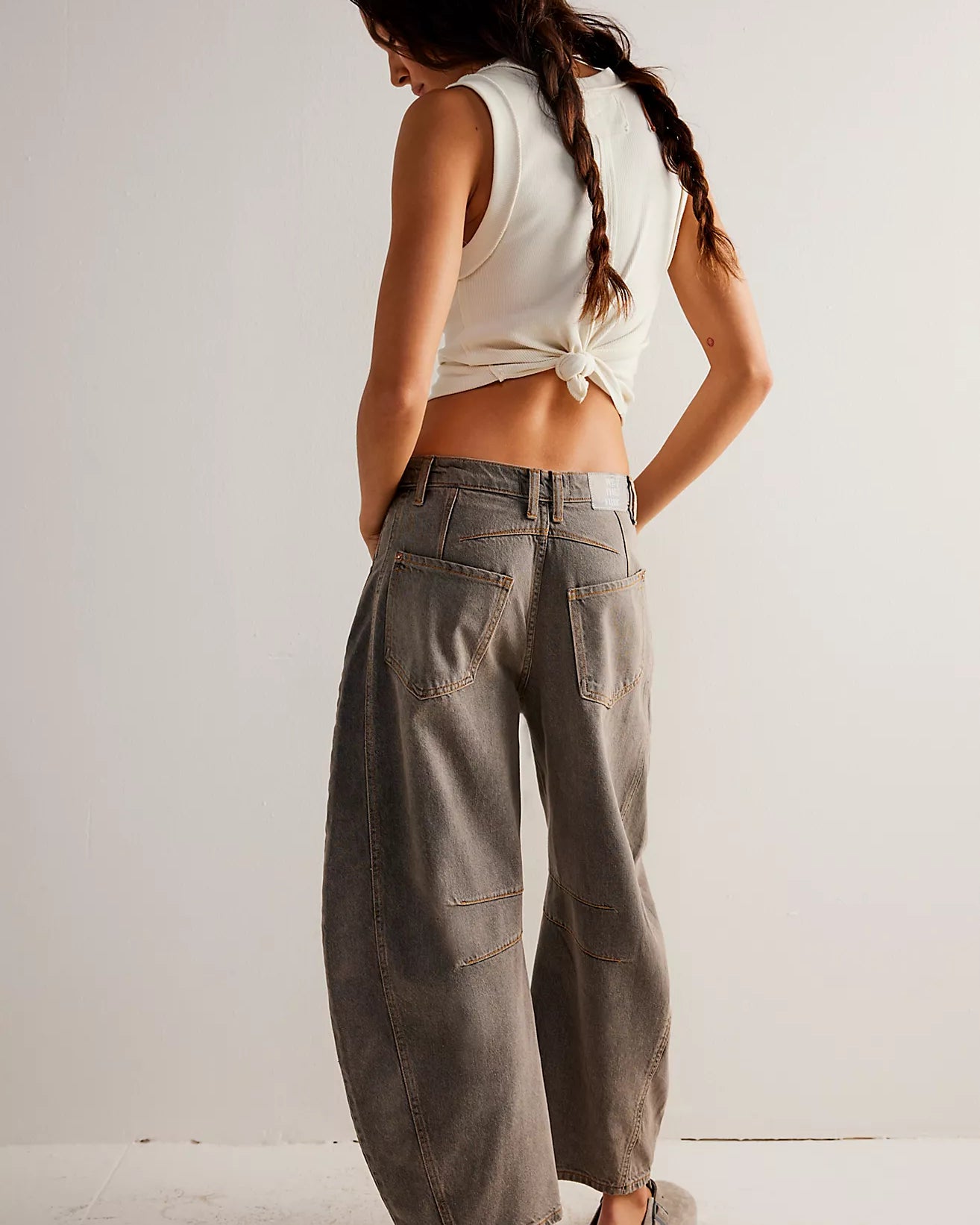 FREE PEOPLE GOOD LUCK BARREL PANT - ARCHIVE GREY - LAST SIZE 24