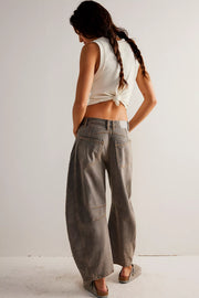 FREE PEOPLE GOOD LUCK BARREL PANT - ARCHIVE GREY