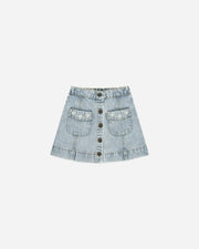 RYLEE + CRU DENVER MINI SKIRT - LIGHT WASHED DENIM