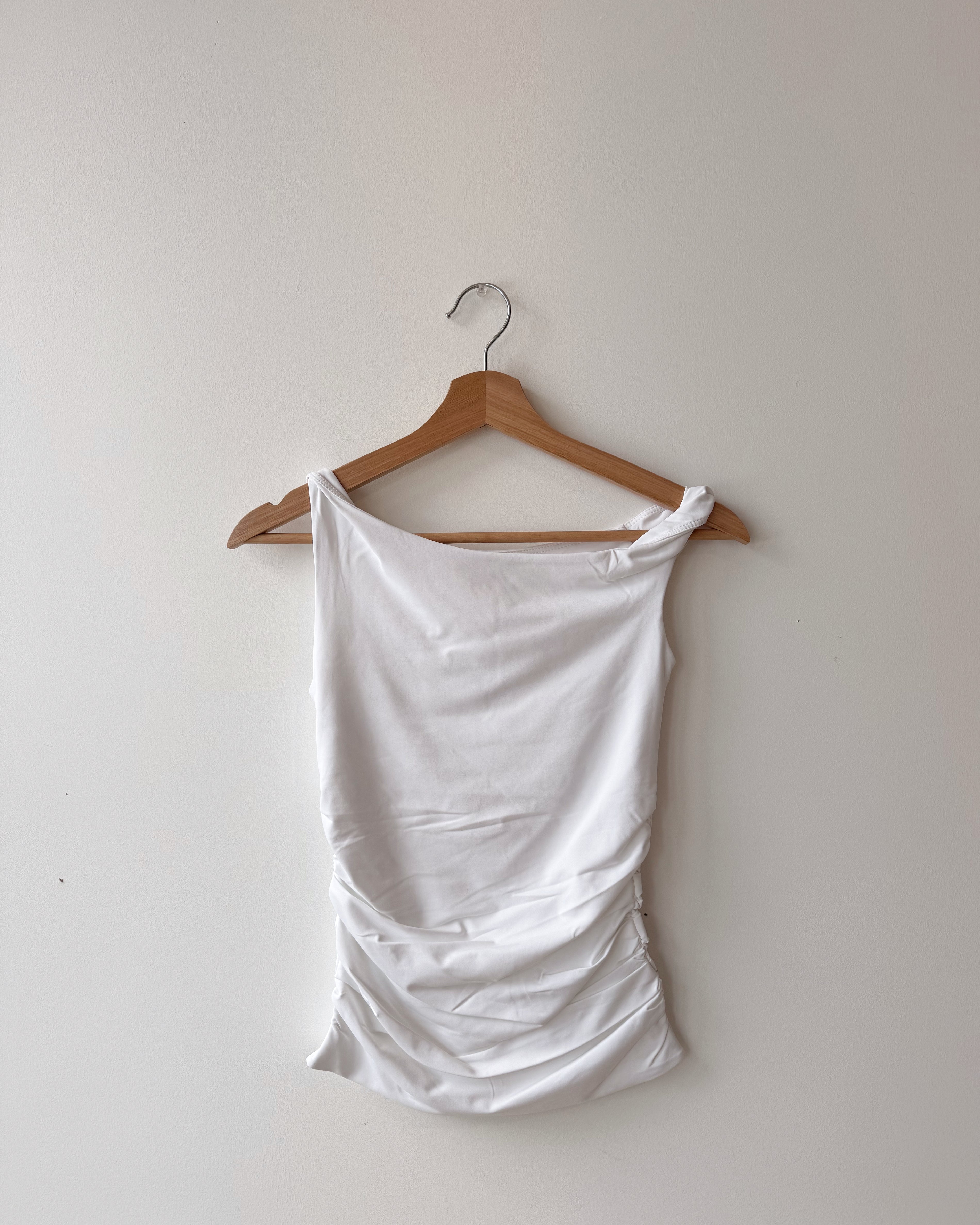 CHARLOTTE RUCHED TOP - WHITE